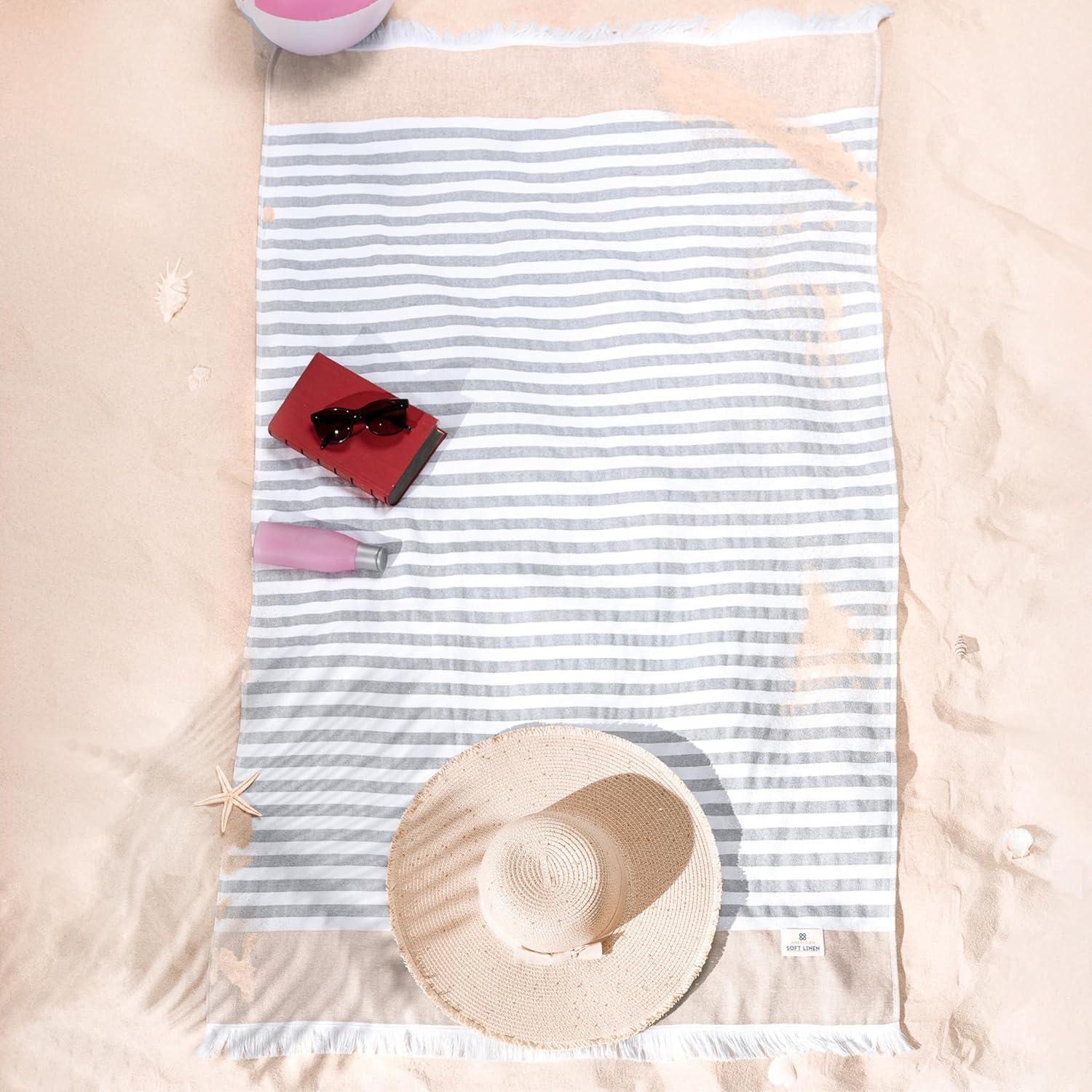 imageAmerican Soft Linen 100 Cotton Turkish Peshtemal Beach Towels 35quotx60quot Size 4 Pack Swim Towels for Beach and Pool Towels BrownBrown
