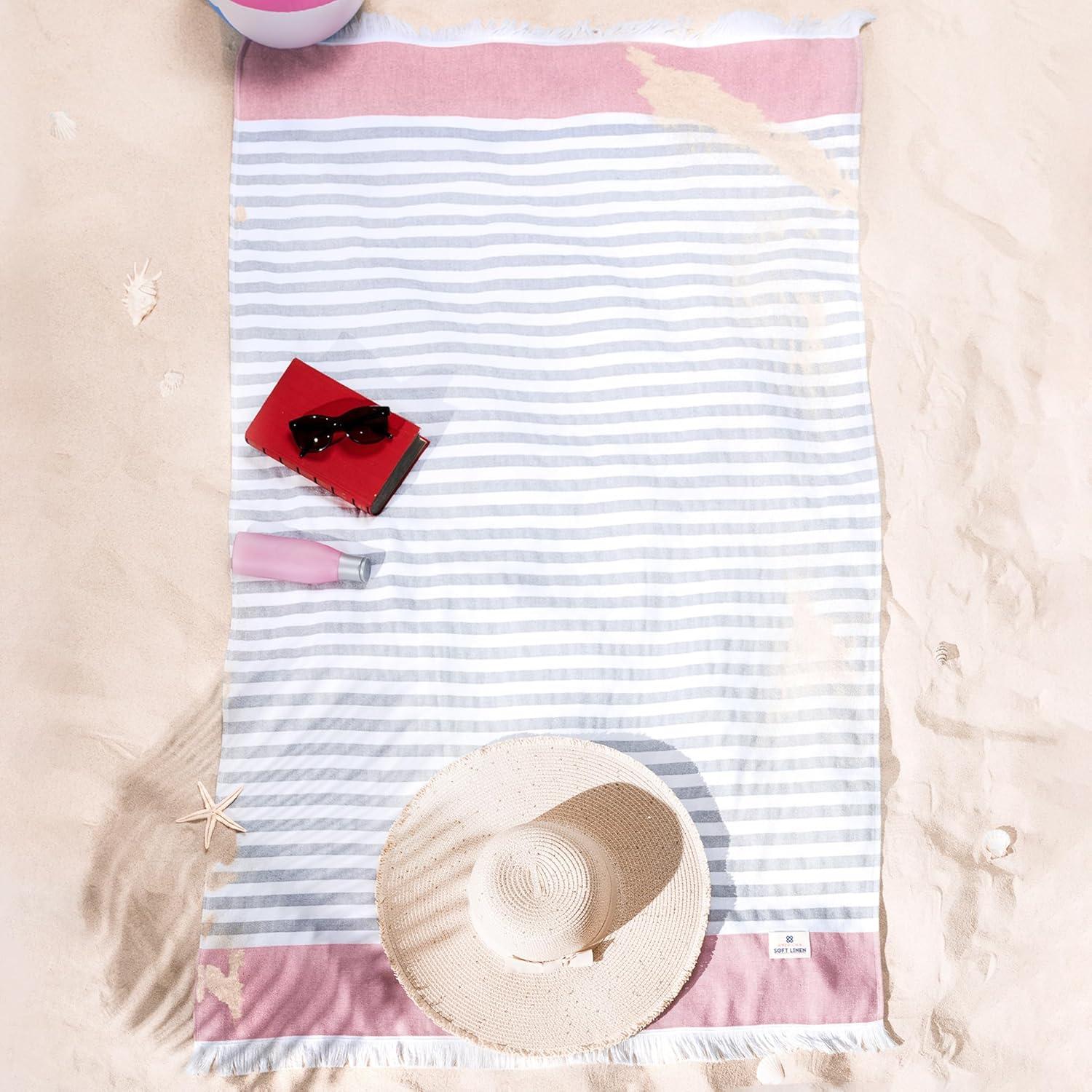imageAmerican Soft Linen 100 Cotton Turkish Peshtemal Beach Towels 35quotx60quot Size 4 Pack Swim Towels for Beach and Pool Towels BrownRose