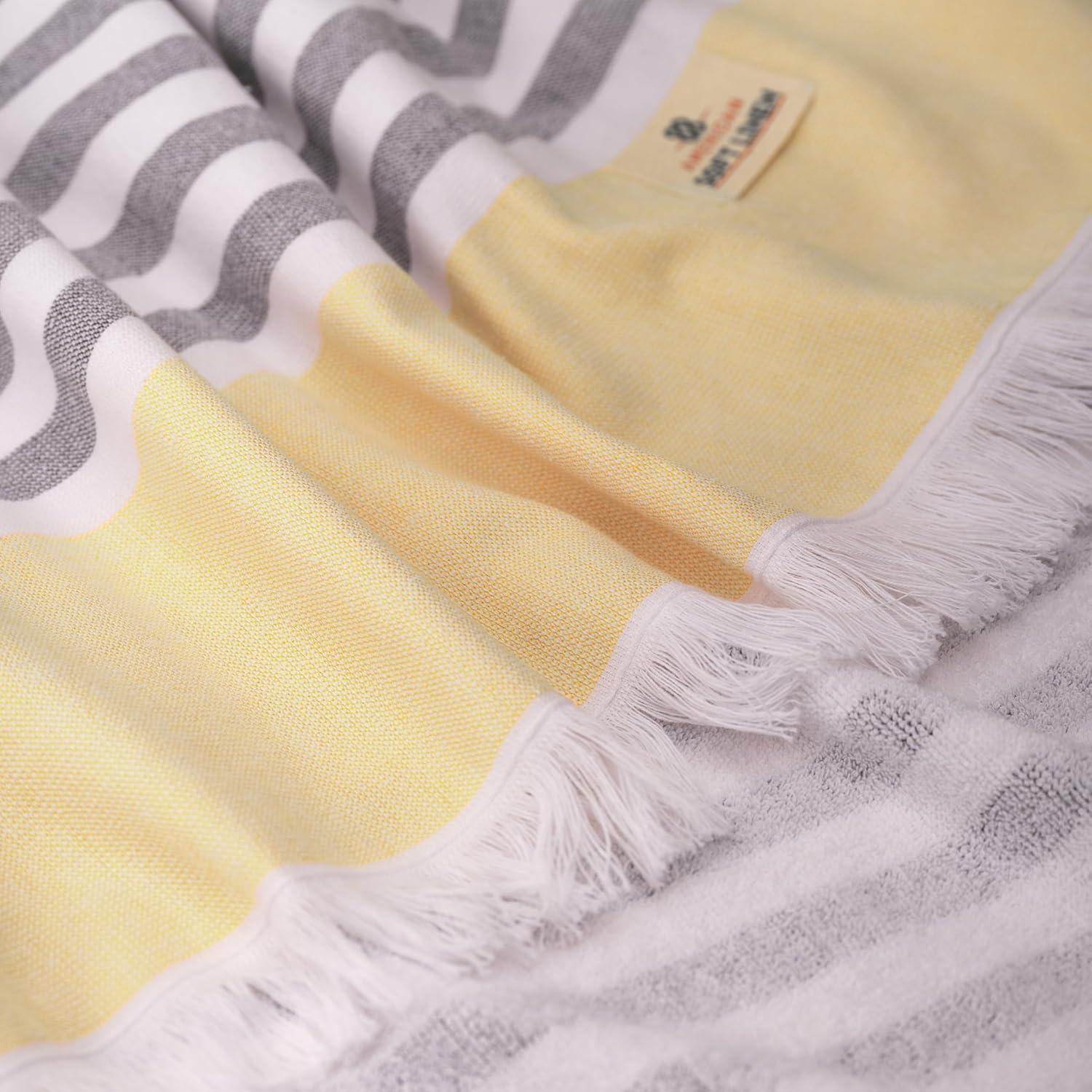 imageAmerican Soft Linen 100 Cotton Turkish Peshtemal Beach Towels 35quotx60quot Size 4 Pack Swim Towels for Beach and Pool Towels BrownSun Yellow