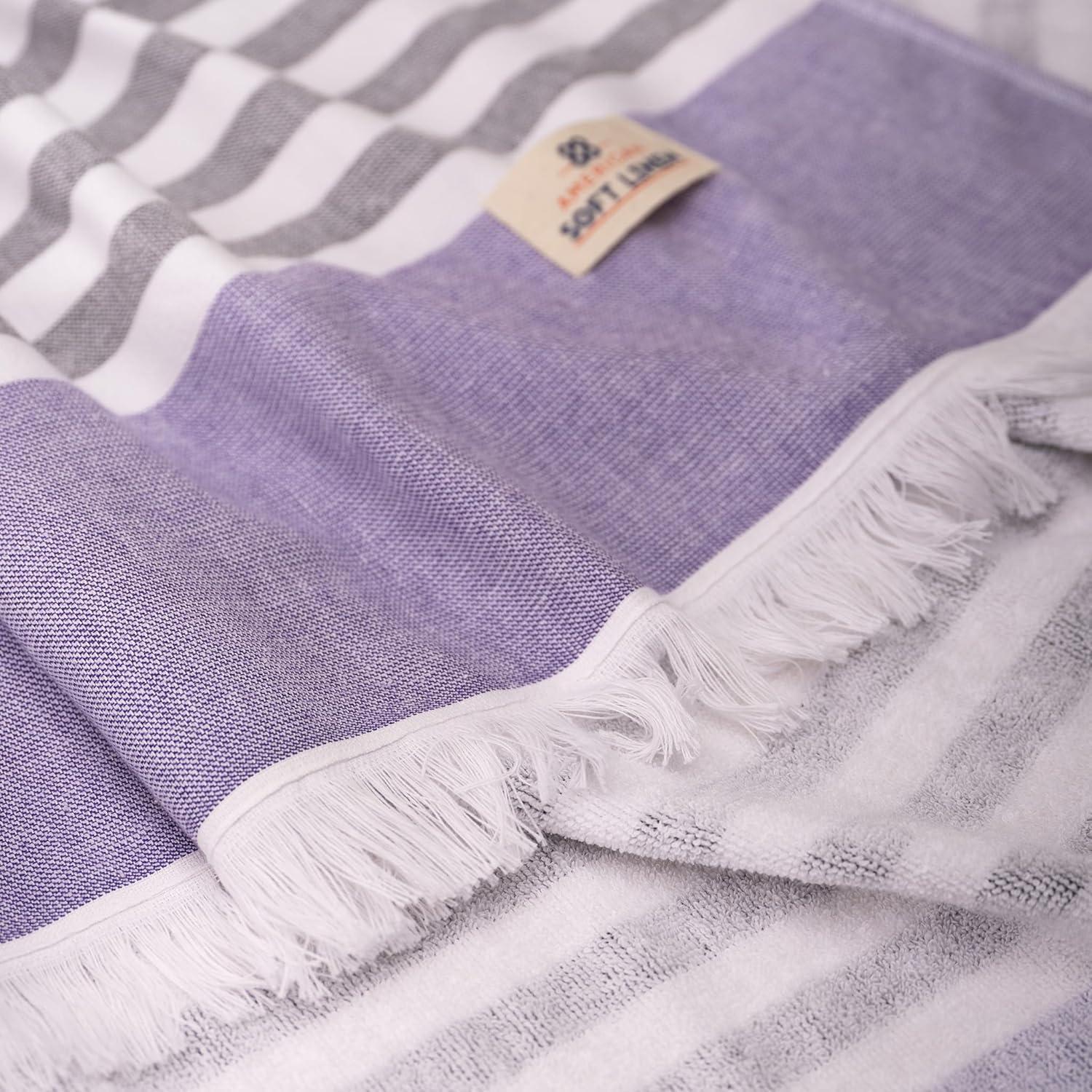 imageAmerican Soft Linen 100 Cotton Turkish Peshtemal Beach Towels 35quotx60quot Size 4 Pack Swim Towels for Beach and Pool Towels RosePurple