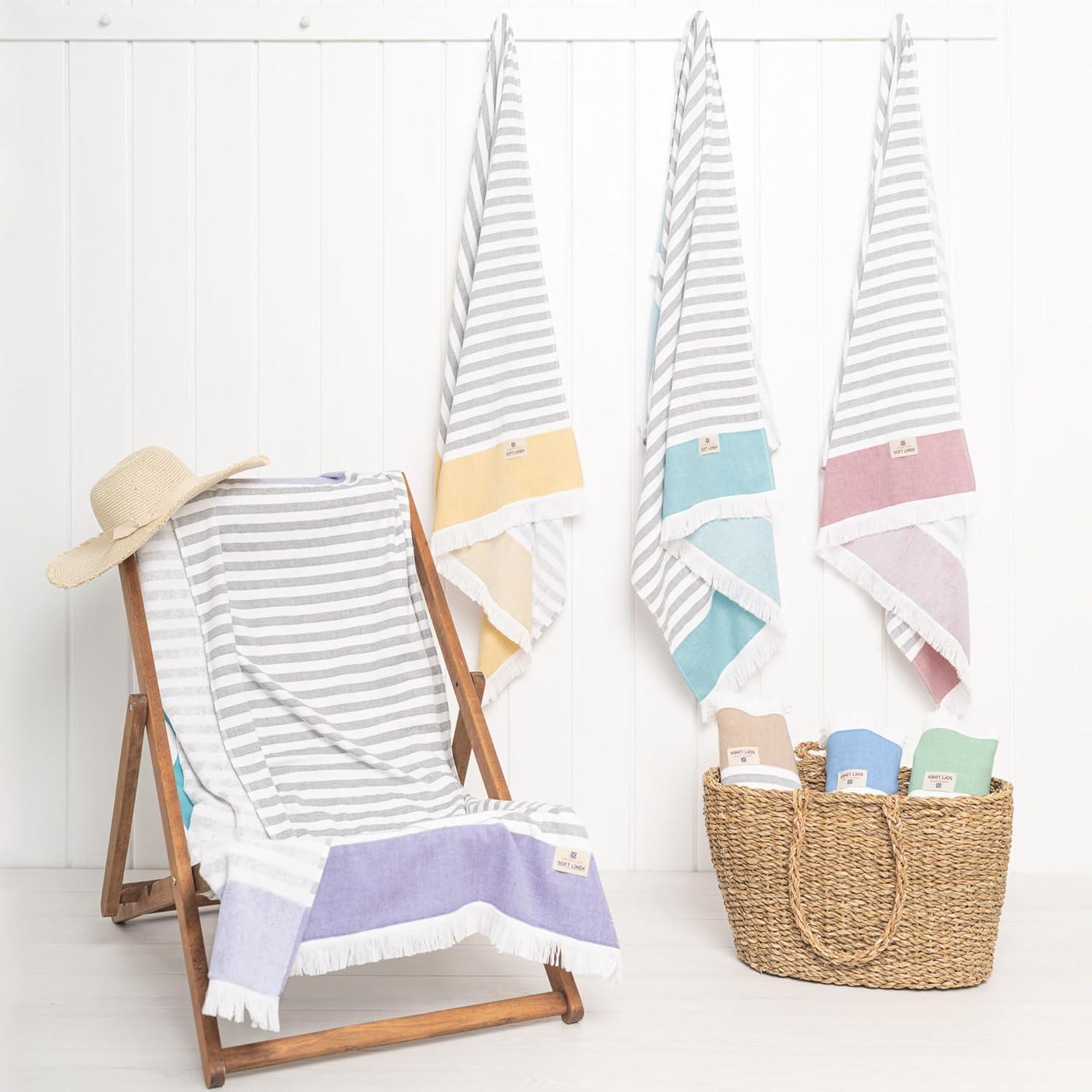 imageAmerican Soft Linen 100 Cotton Turkish Peshtemal Beach Towels 35quotx60quot Size 4 Pack Swim Towels for Beach and Pool Towels RoseSun Yellow