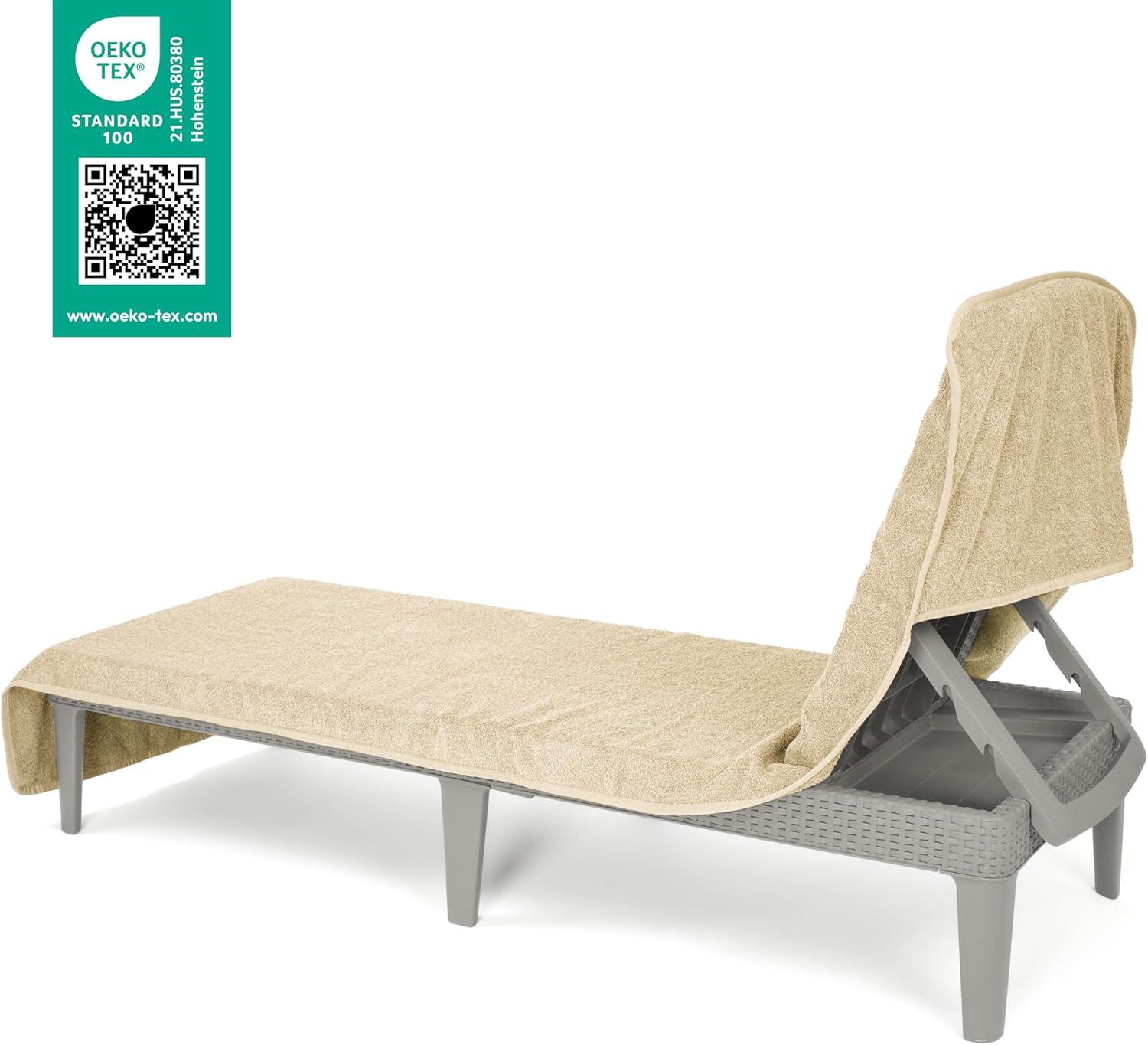 imageAmerican Soft Linen Chaise Lounge Covers with Pocket 86quotx32quot Oversized Beach Pool Lounge Chair Towel BeigeBeige Chair Towel