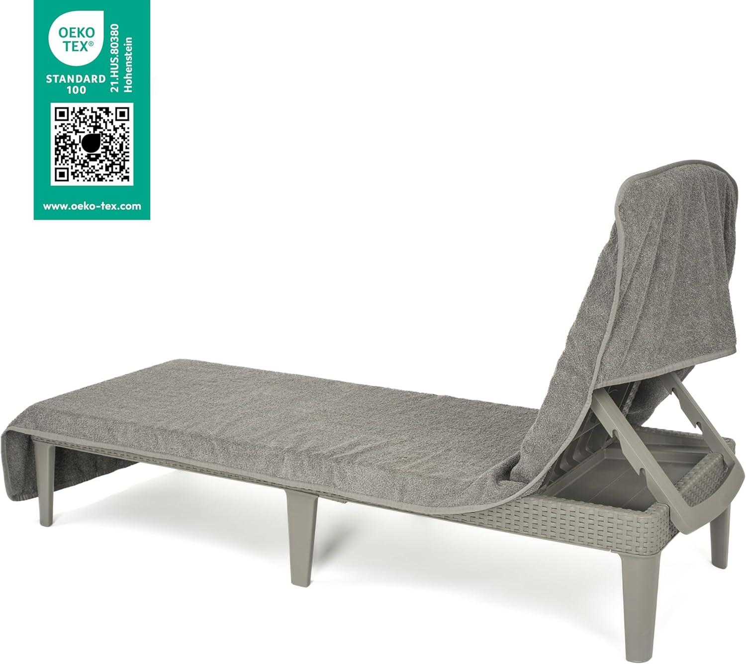 imageAmerican Soft Linen Chaise Lounge Covers with Pocket 86quotx32quot Oversized Beach Pool Lounge Chair Towel BeigeGray Chair Towel