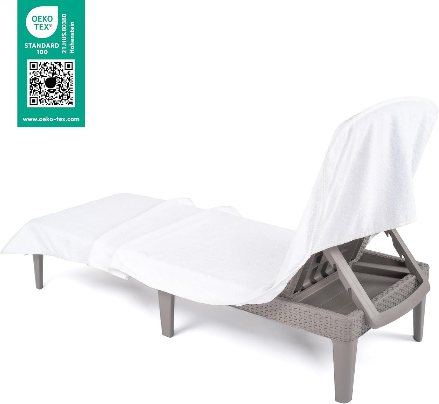 imageAmerican Soft Linen Chaise Lounge Covers with Pocket 86quotx32quot Oversized Beach Pool Lounge Chair Towel BeigeWhite Chair Towel