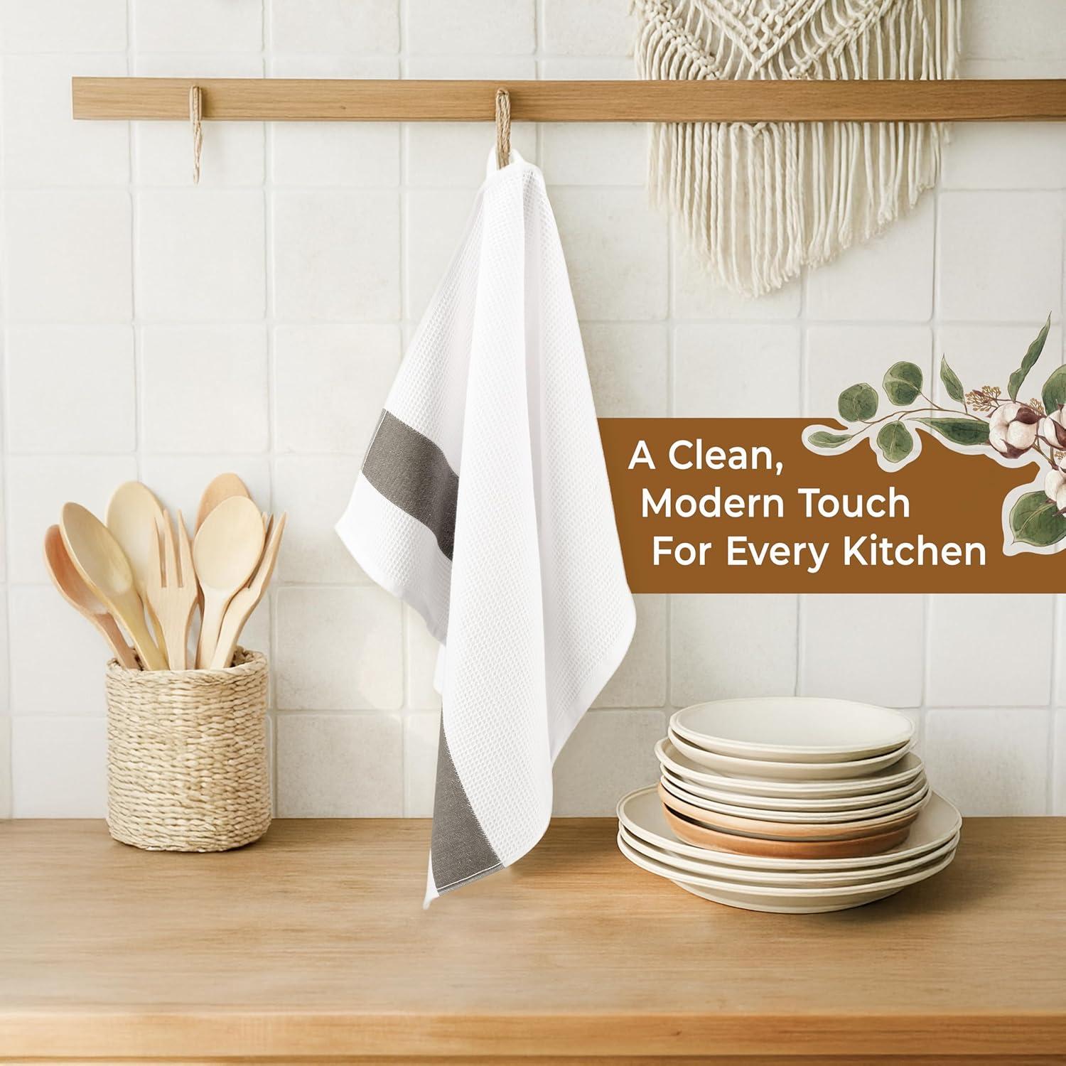 imageAmerican Soft Linen Dish Towels 100 Cotton Dish Cloths for Kitchen 4 Packed Soft Absorbent Quick Dry Kitchen Towels BeigeGray