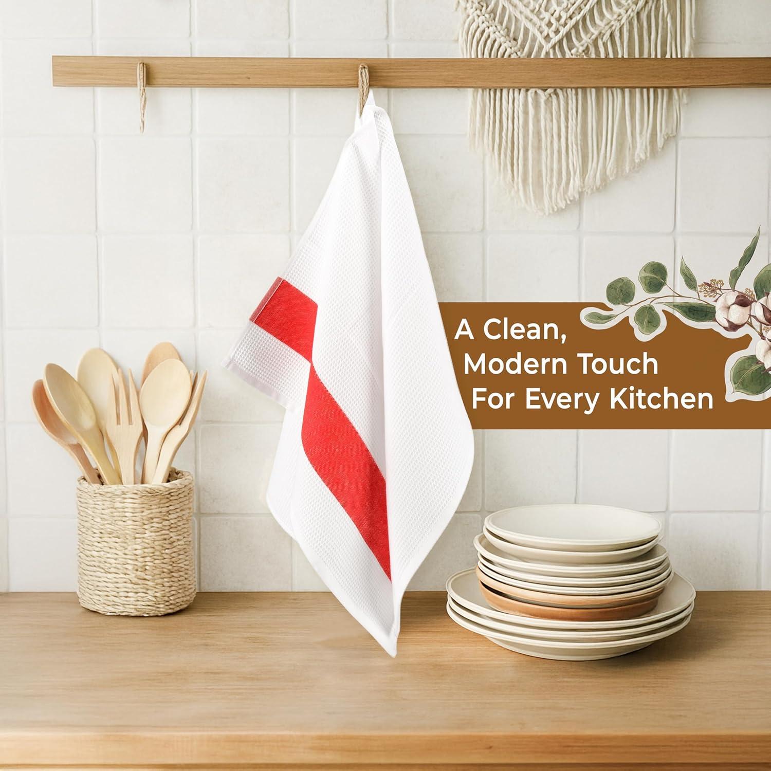 imageAmerican Soft Linen Dish Towels 100 Cotton Dish Cloths for Kitchen 4 Packed Soft Absorbent Quick Dry Kitchen Towels RedRed