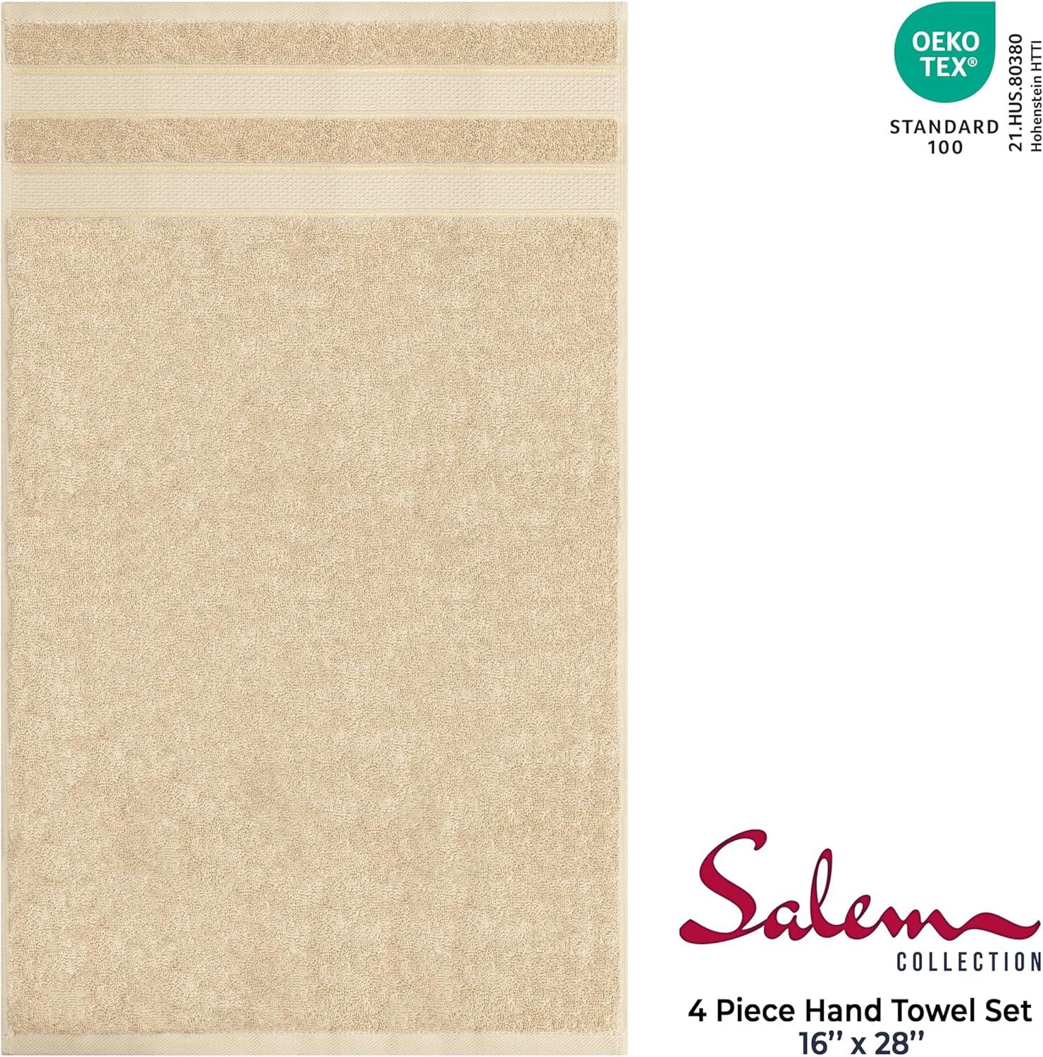 imageAmerican Soft Linen Salem Turkish Bath Towel Set 100 Cotton 600 GSM 6 Piece Towels for Bathroom 2 Bath Towels 2 Hand Towels 2 Washcloths WhiteBeige