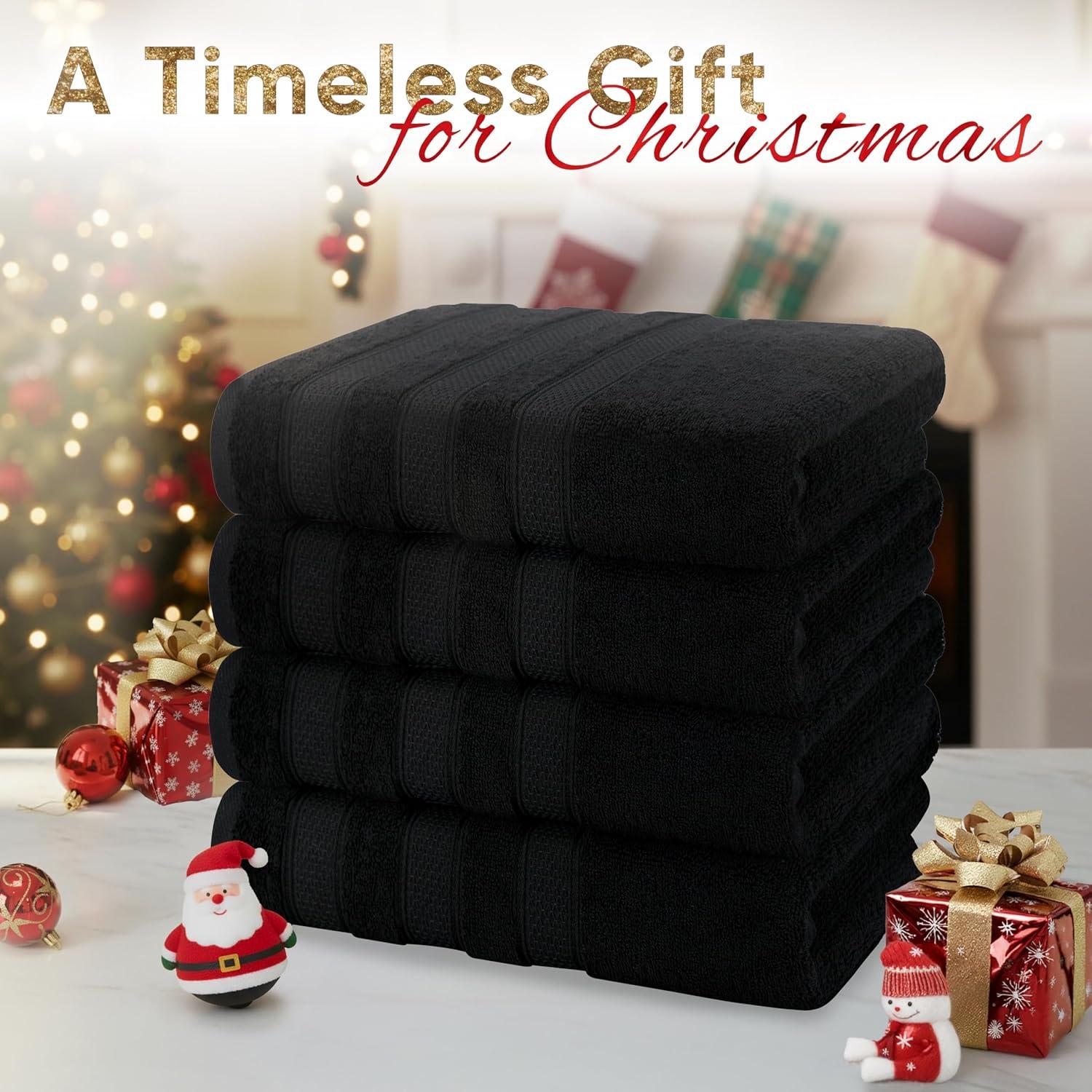 imageAmerican Soft Linen Salem Turkish Bath Towel Set 100 Cotton 600 GSM 6 Piece Towels for Bathroom 2 Bath Towels 2 Hand Towels 2 Washcloths WhiteBlack