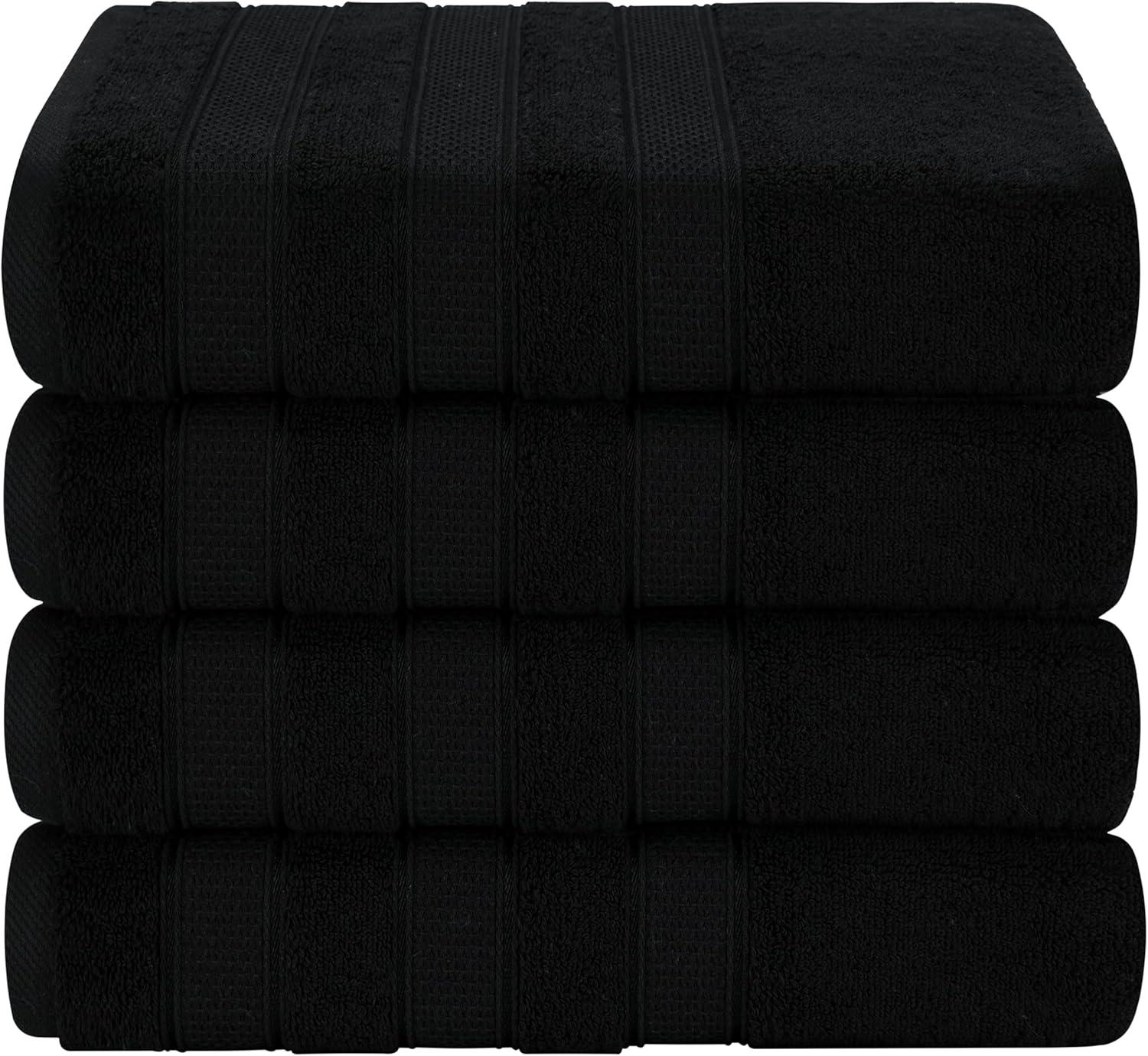 imageAmerican Soft Linen Salem Turkish Bath Towel Set 100 Cotton 600 GSM 6 Piece Towels for Bathroom 2 Bath Towels 2 Hand Towels 2 Washcloths WhiteBlack