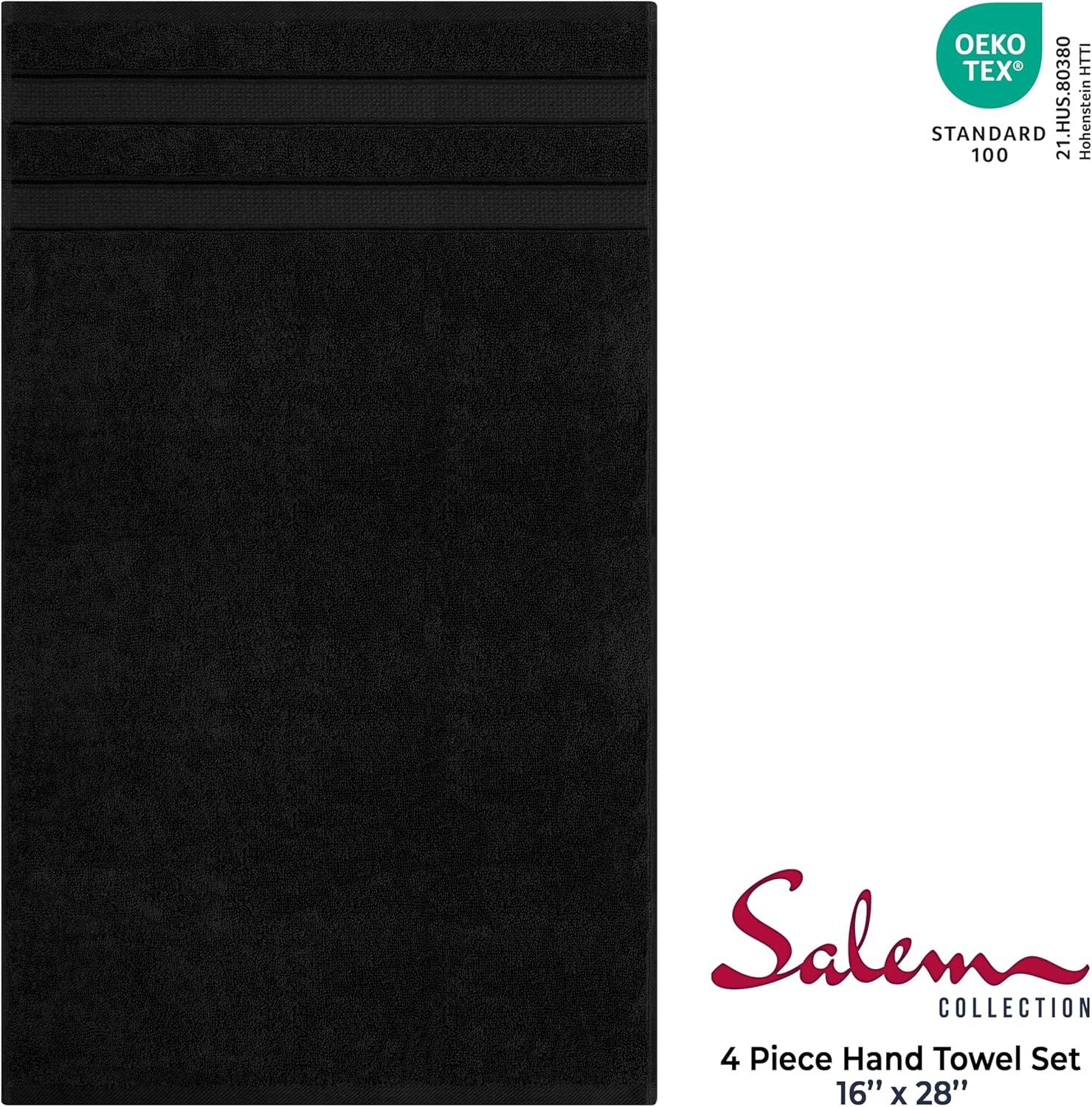 imageAmerican Soft Linen Salem Turkish Bath Towel Set 100 Cotton 600 GSM 6 Piece Towels for Bathroom 2 Bath Towels 2 Hand Towels 2 Washcloths WhiteBlack