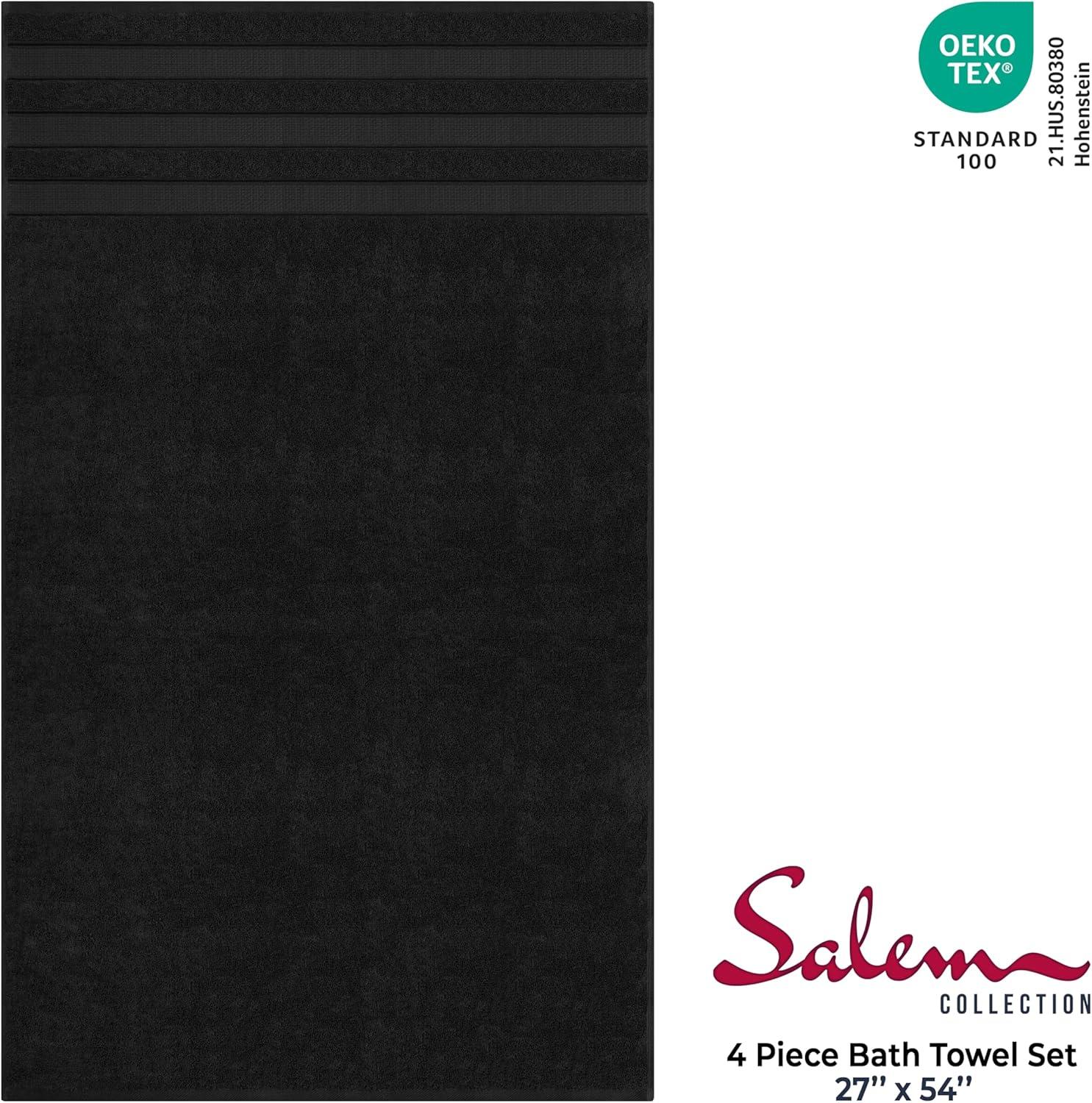 imageAmerican Soft Linen Salem Turkish Bath Towel Set 100 Cotton 600 GSM 6 Piece Towels for Bathroom 2 Bath Towels 2 Hand Towels 2 Washcloths WhiteBlack