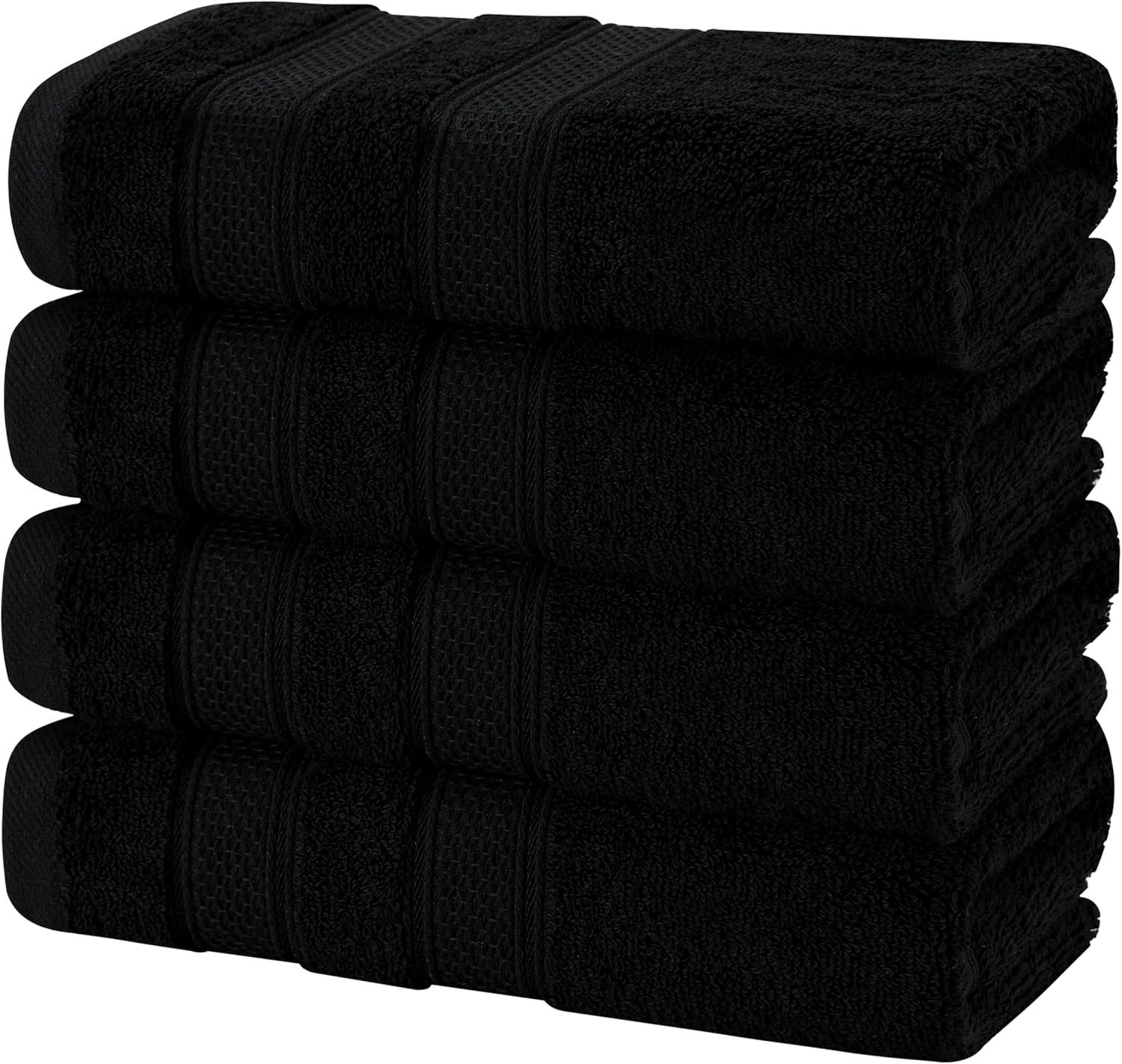 imageAmerican Soft Linen Salem Turkish Bath Towel Set 100 Cotton 600 GSM 6 Piece Towels for Bathroom 2 Bath Towels 2 Hand Towels 2 Washcloths WhiteBlack