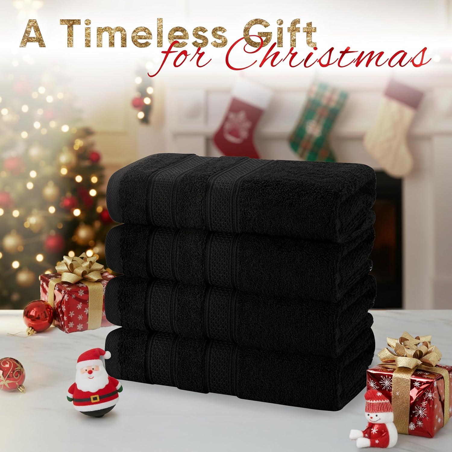 imageAmerican Soft Linen Salem Turkish Bath Towel Set 100 Cotton 600 GSM 6 Piece Towels for Bathroom 2 Bath Towels 2 Hand Towels 2 Washcloths WhiteBlack