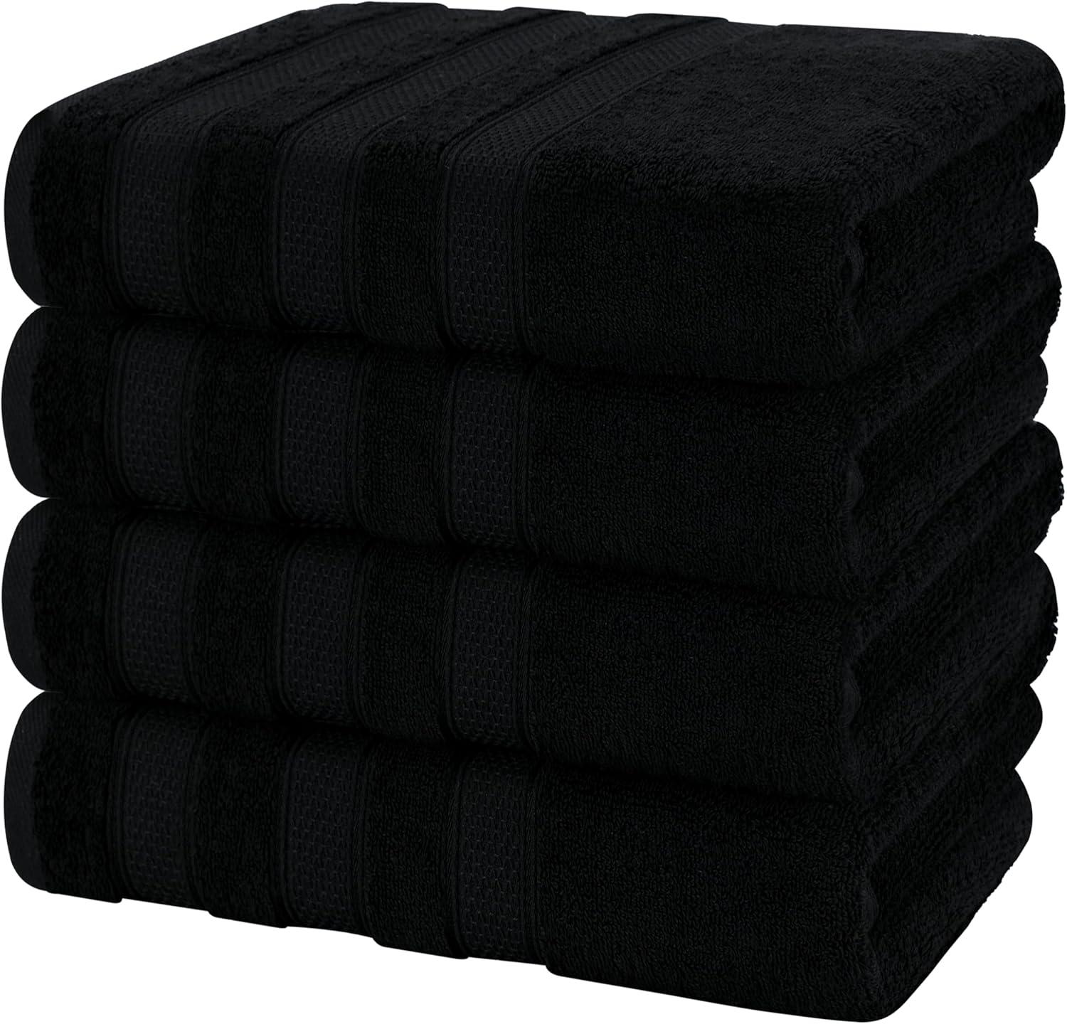 imageAmerican Soft Linen Salem Turkish Bath Towel Set 100 Cotton 600 GSM 6 Piece Towels for Bathroom 2 Bath Towels 2 Hand Towels 2 Washcloths WhiteBlack