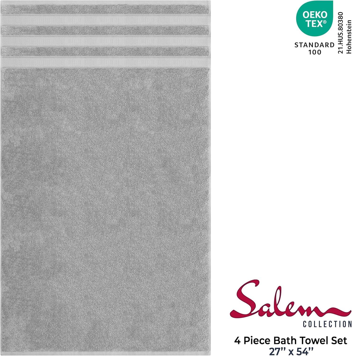 imageAmerican Soft Linen Salem Turkish Bath Towel Set 100 Cotton 600 GSM 6 Piece Towels for Bathroom 2 Bath Towels 2 Hand Towels 2 Washcloths WhiteCool Grey