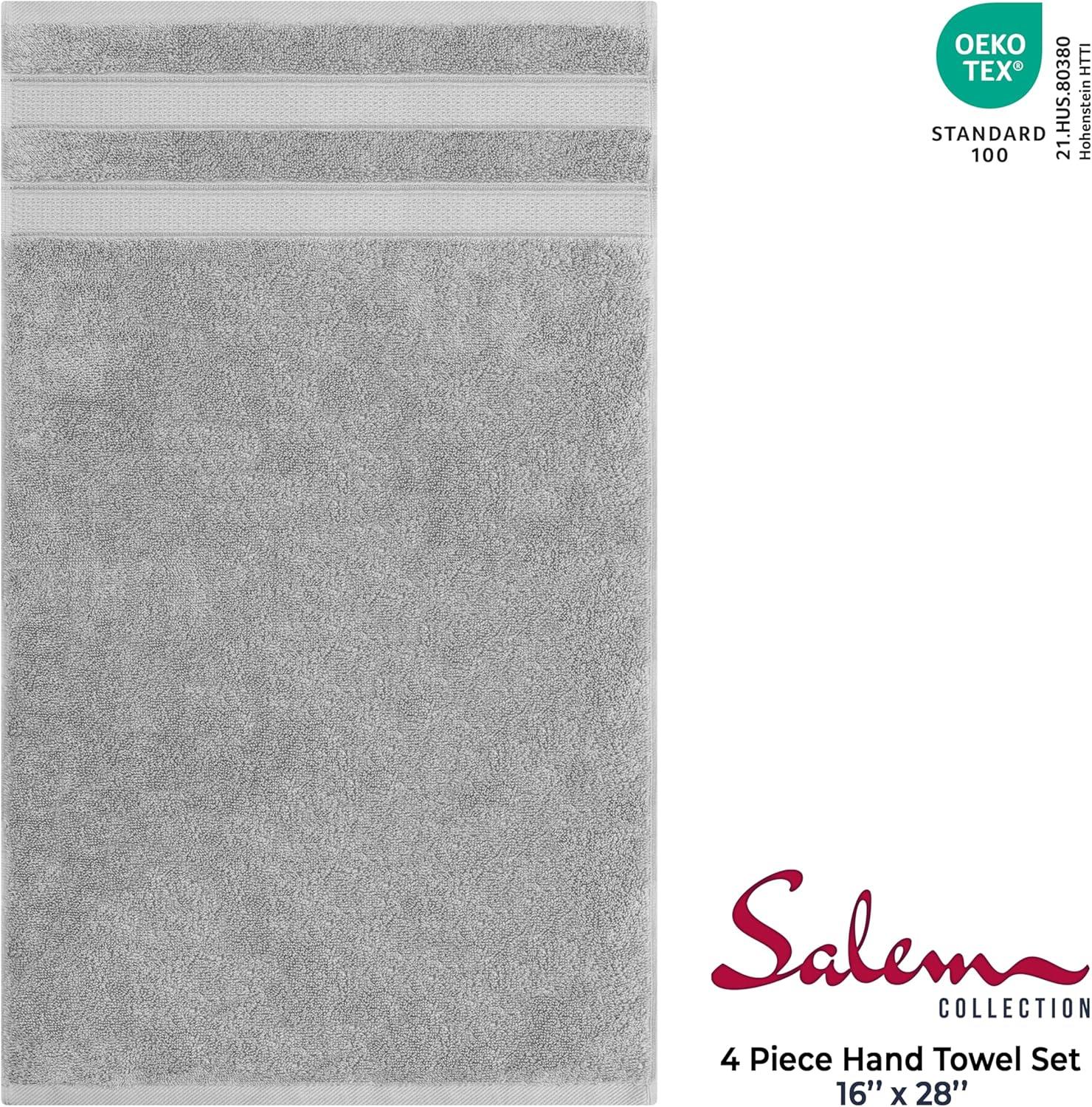 imageAmerican Soft Linen Salem Turkish Bath Towel Set 100 Cotton 600 GSM 6 Piece Towels for Bathroom 2 Bath Towels 2 Hand Towels 2 Washcloths WhiteCool Grey