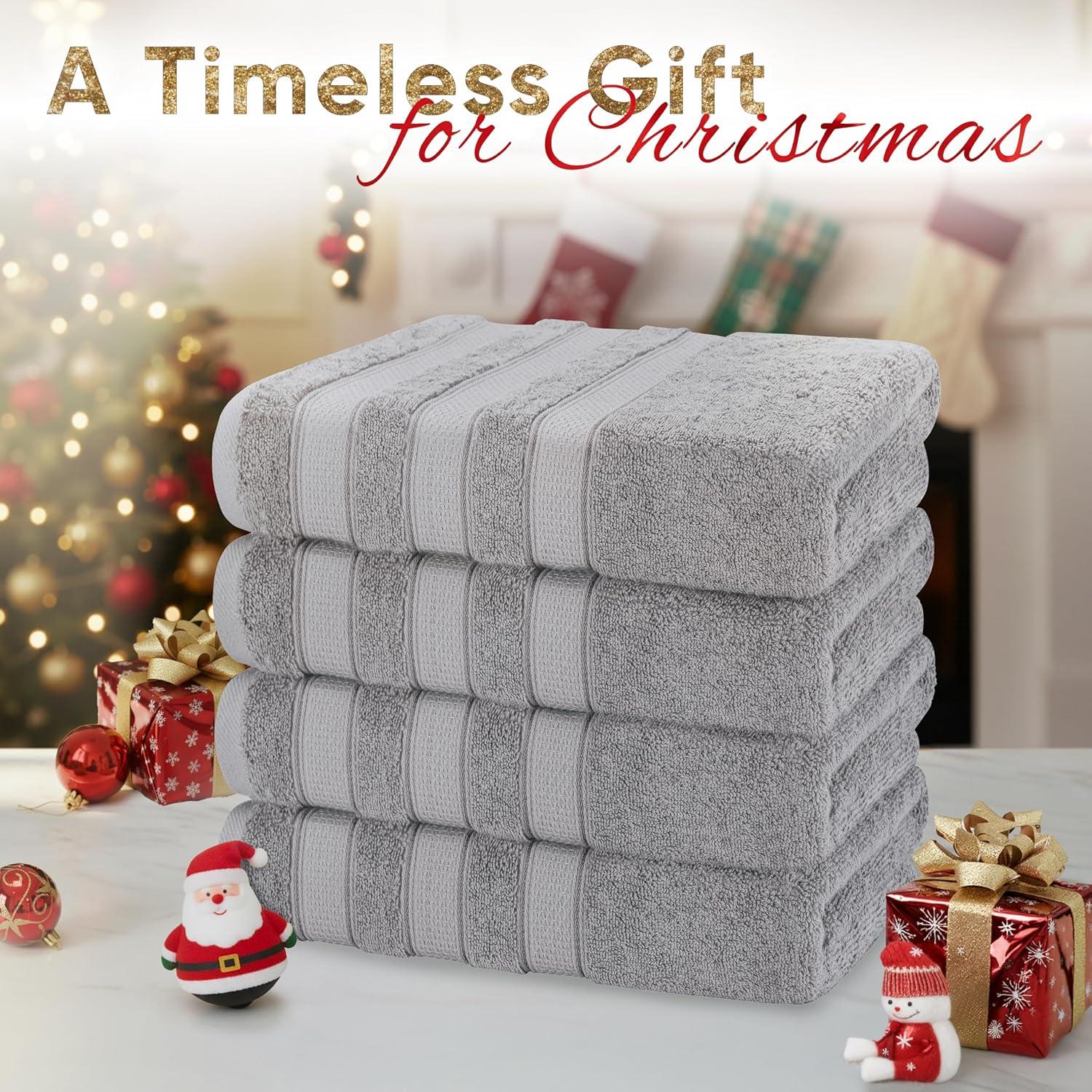 imageAmerican Soft Linen Salem Turkish Bath Towel Set 100 Cotton 600 GSM 6 Piece Towels for Bathroom 2 Bath Towels 2 Hand Towels 2 Washcloths WhiteCool Grey