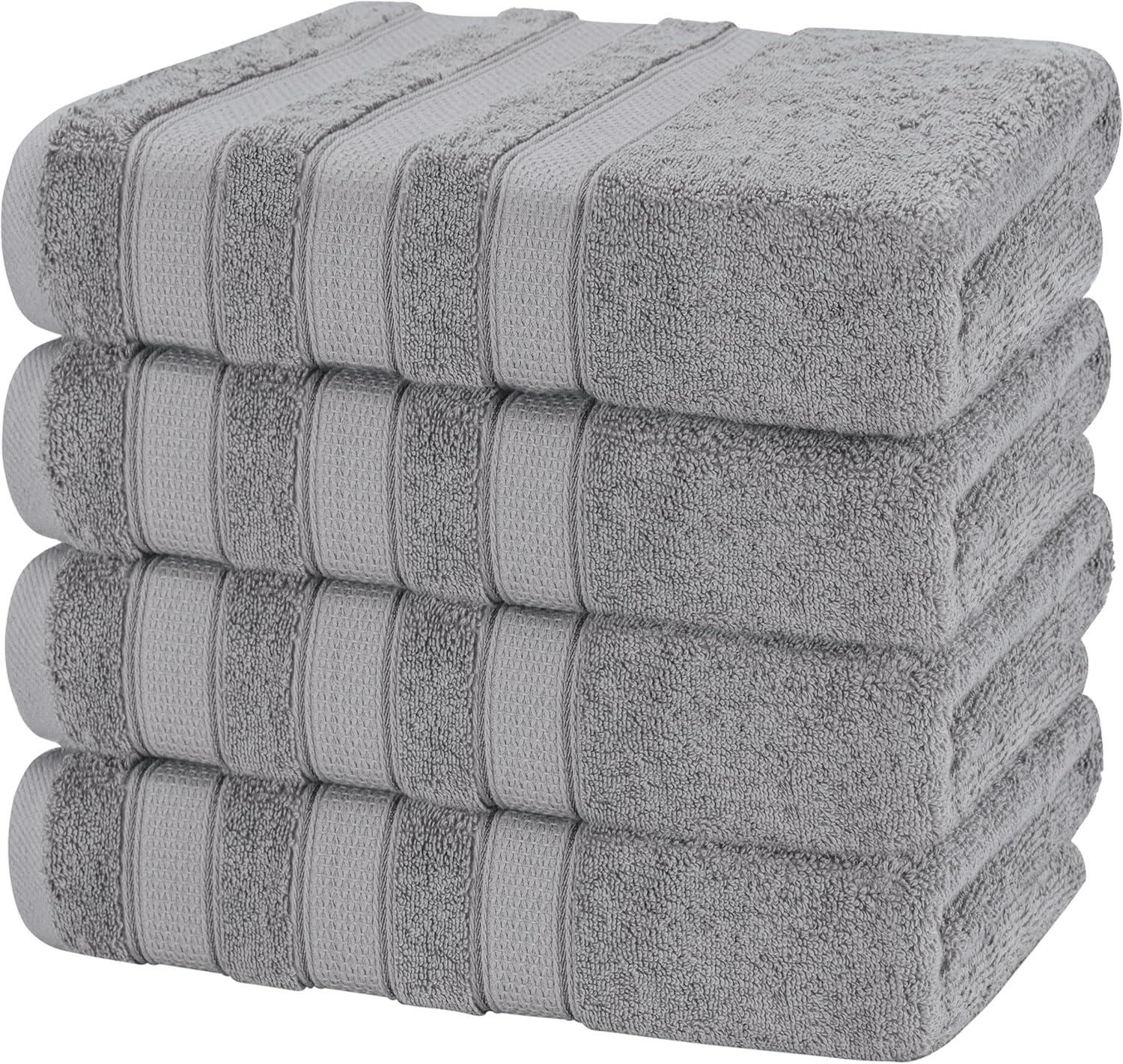 imageAmerican Soft Linen Salem Turkish Bath Towel Set 100 Cotton 600 GSM 6 Piece Towels for Bathroom 2 Bath Towels 2 Hand Towels 2 Washcloths WhiteCool Grey