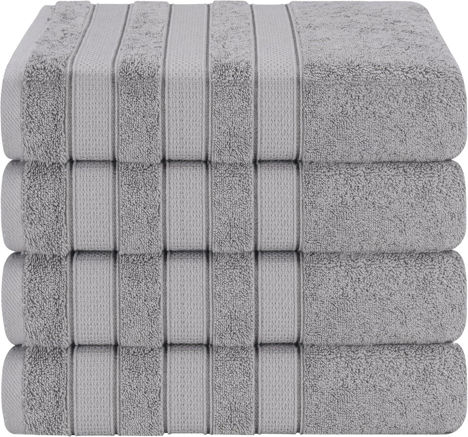 imageAmerican Soft Linen Salem Turkish Bath Towel Set 100 Cotton 600 GSM 6 Piece Towels for Bathroom 2 Bath Towels 2 Hand Towels 2 Washcloths WhiteCool Grey