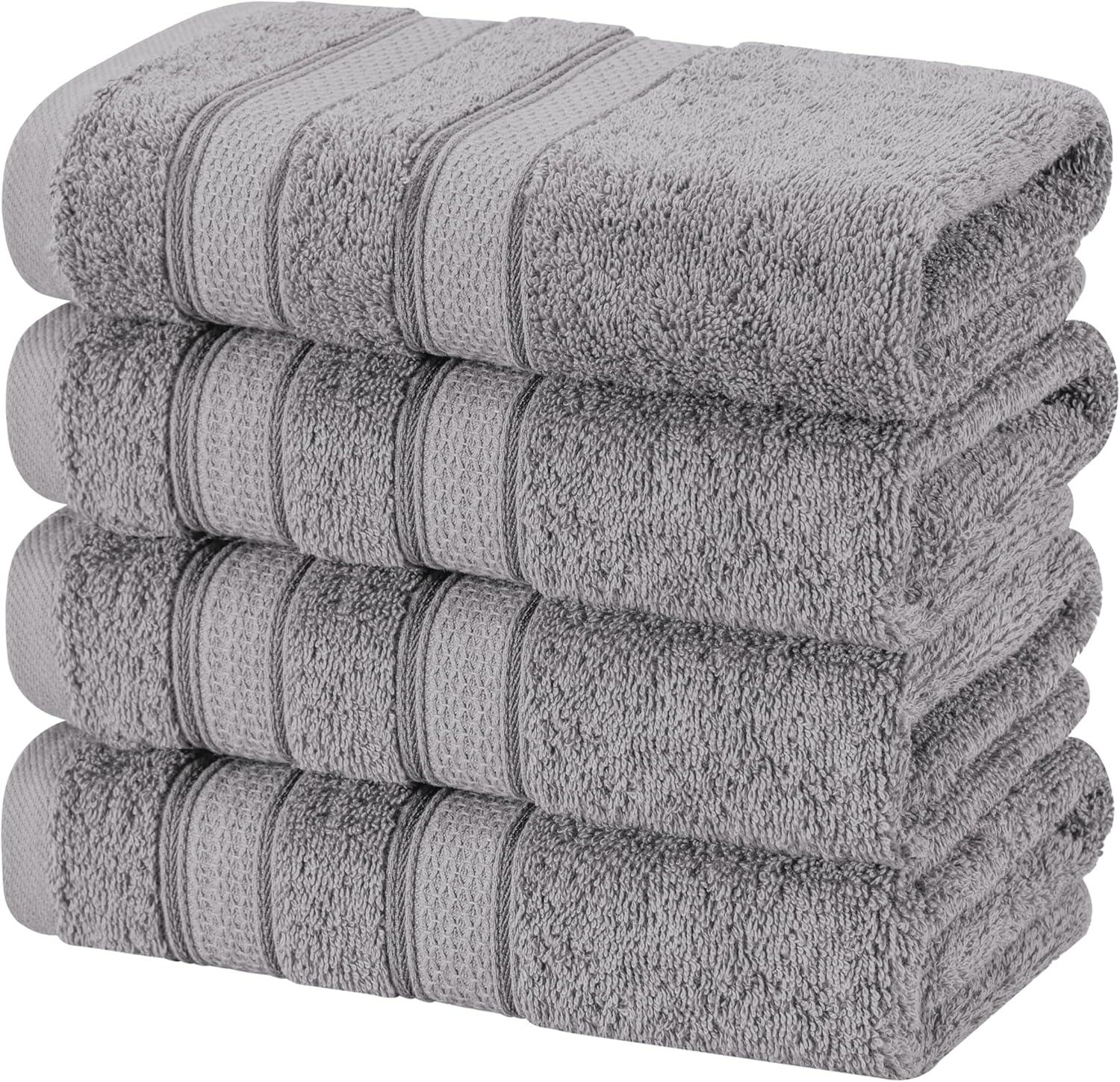 imageAmerican Soft Linen Salem Turkish Bath Towel Set 100 Cotton 600 GSM 6 Piece Towels for Bathroom 2 Bath Towels 2 Hand Towels 2 Washcloths WhiteCool Grey