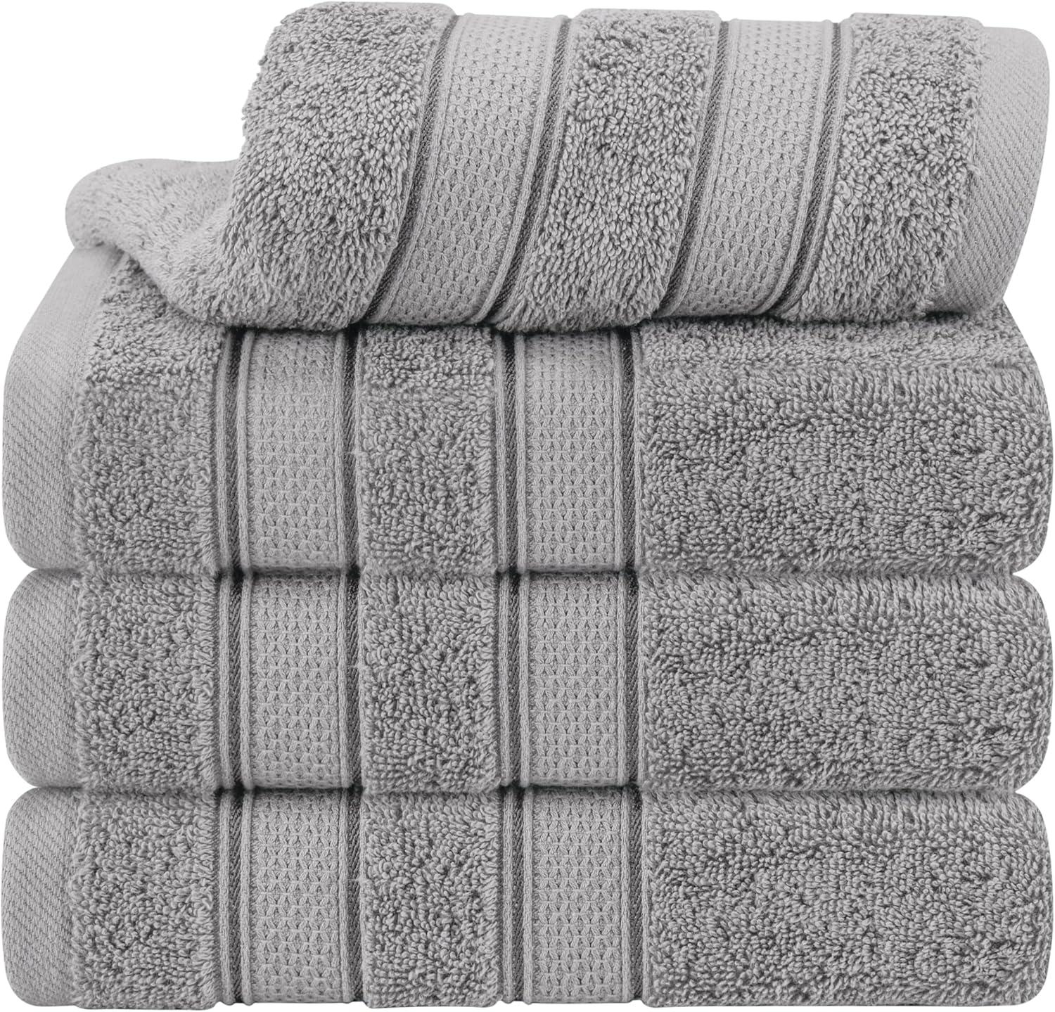 imageAmerican Soft Linen Salem Turkish Bath Towel Set 100 Cotton 600 GSM 6 Piece Towels for Bathroom 2 Bath Towels 2 Hand Towels 2 Washcloths WhiteCool Grey