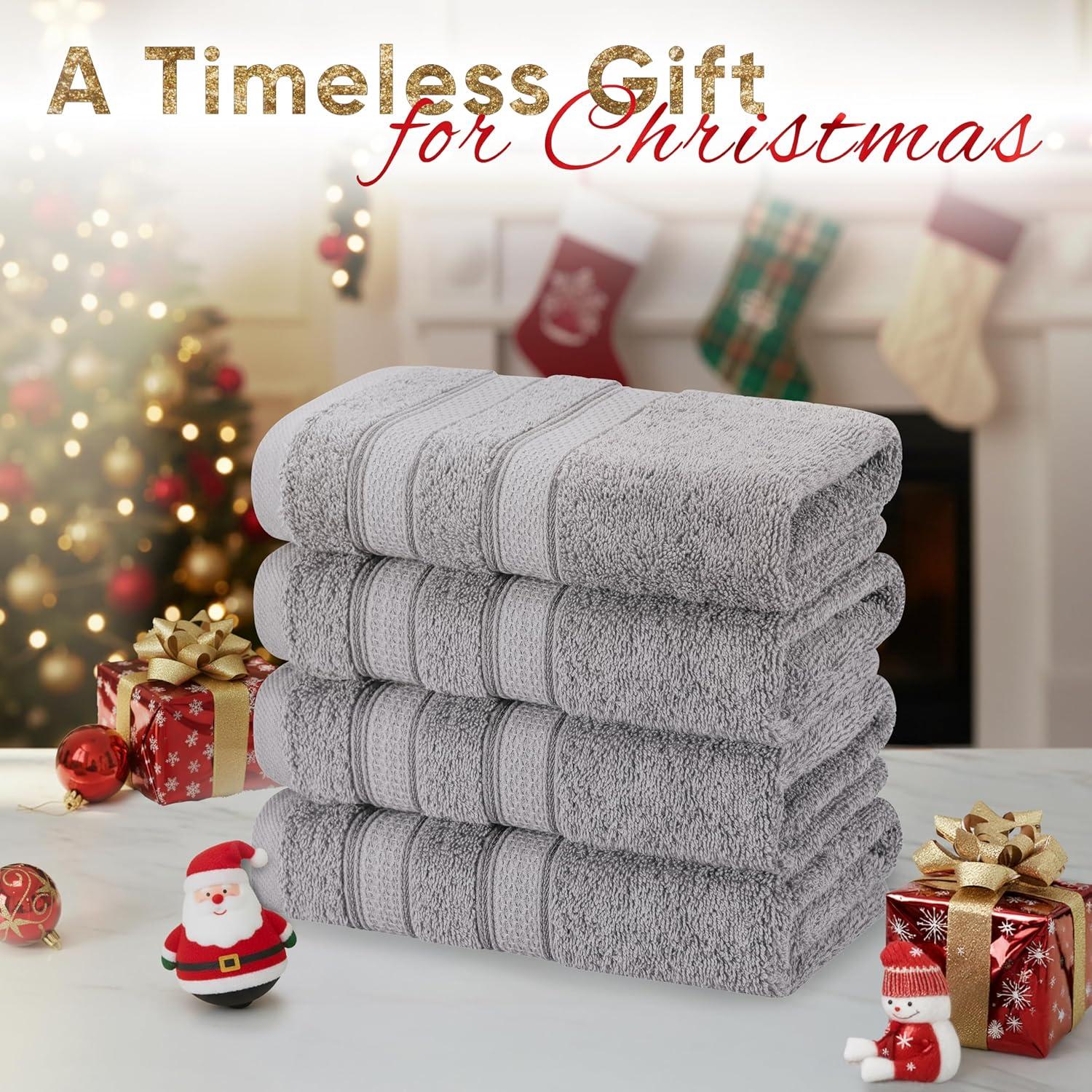 imageAmerican Soft Linen Salem Turkish Bath Towel Set 100 Cotton 600 GSM 6 Piece Towels for Bathroom 2 Bath Towels 2 Hand Towels 2 Washcloths WhiteCool Grey