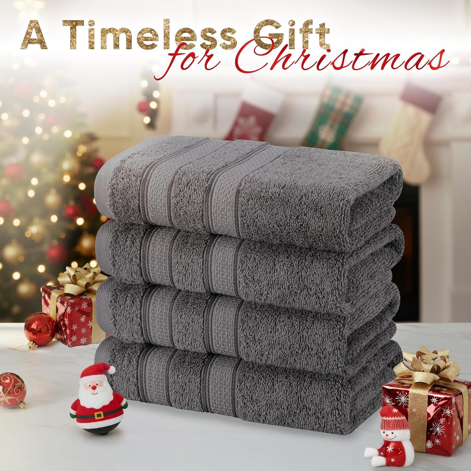 imageAmerican Soft Linen Salem Turkish Bath Towel Set 100 Cotton 600 GSM 6 Piece Towels for Bathroom 2 Bath Towels 2 Hand Towels 2 Washcloths WhiteDark Gray
