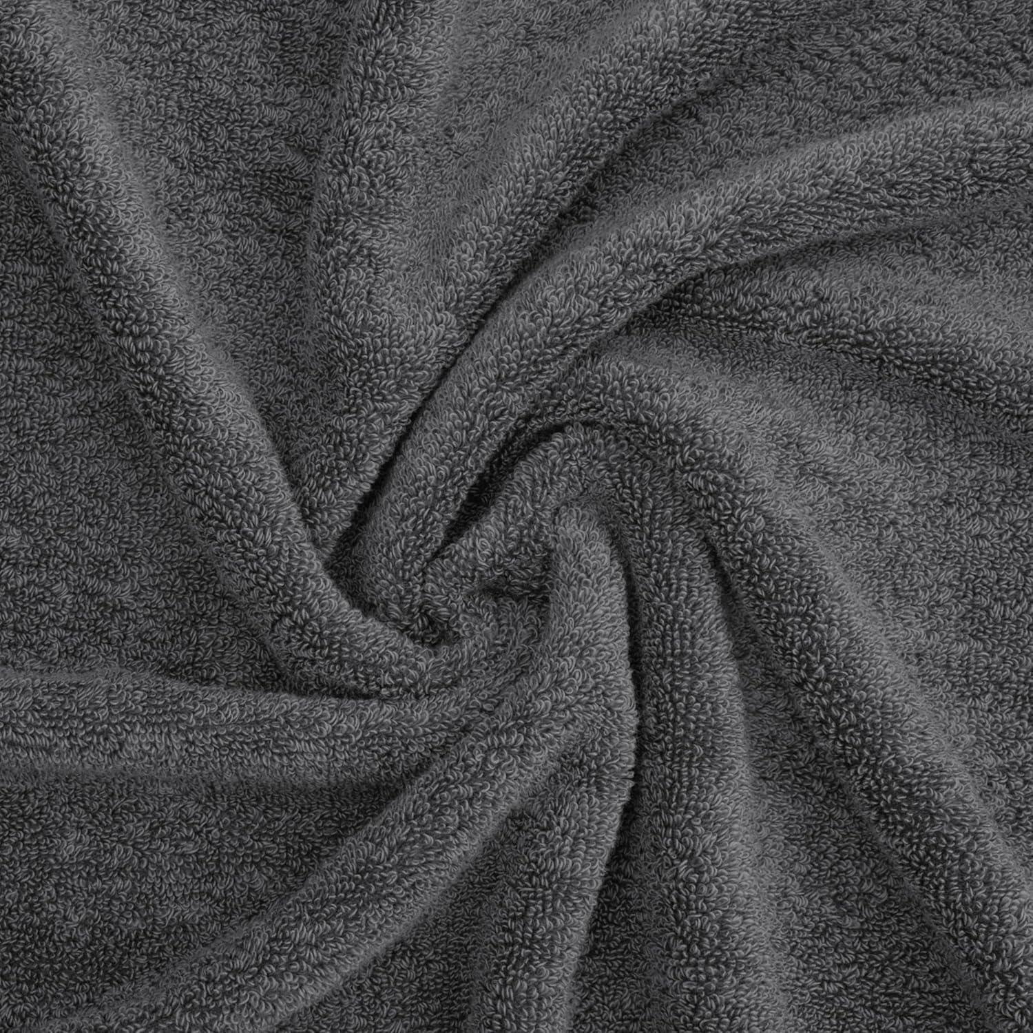 imageAmerican Soft Linen Salem Turkish Bath Towel Set 100 Cotton 600 GSM 6 Piece Towels for Bathroom 2 Bath Towels 2 Hand Towels 2 Washcloths WhiteDark Gray