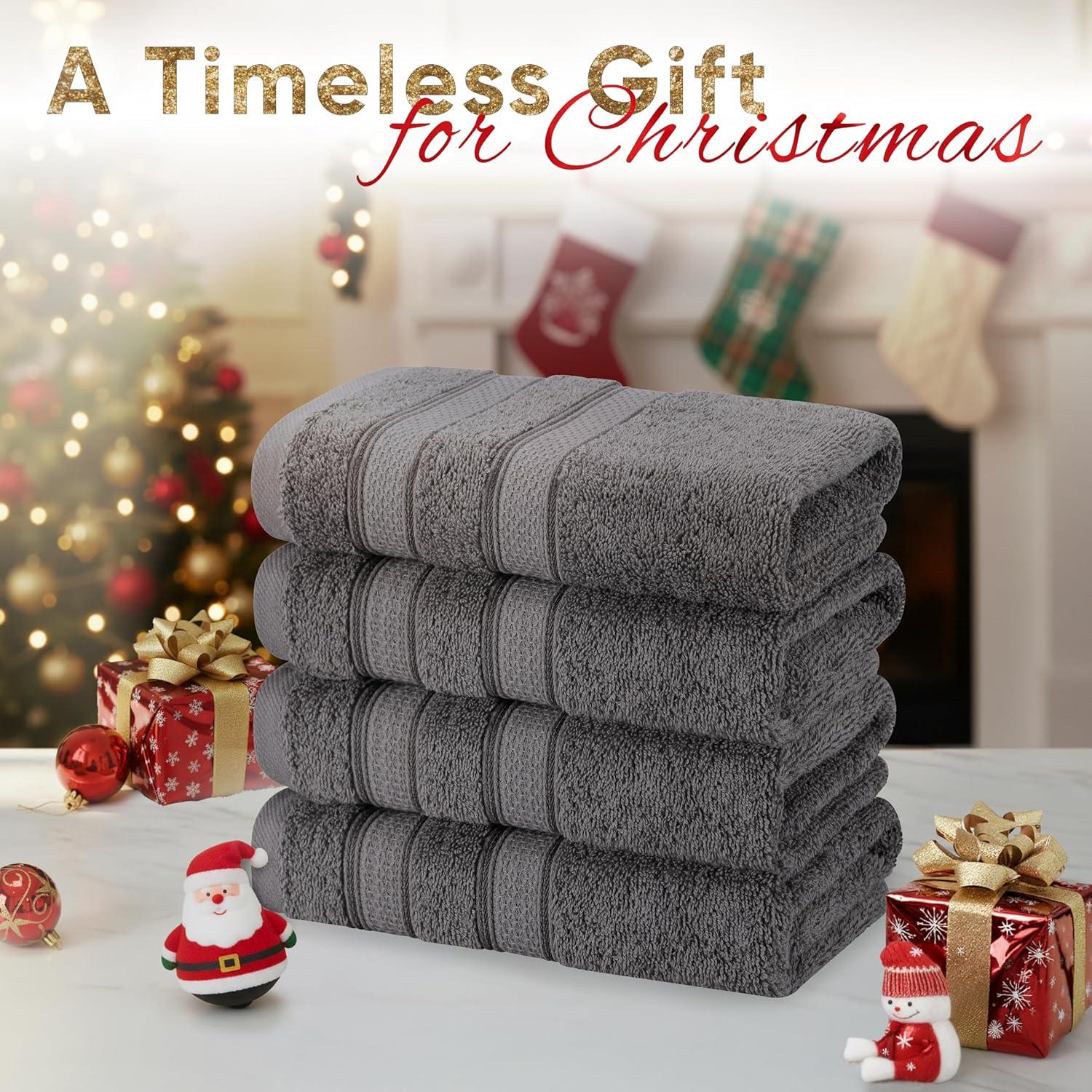 imageAmerican Soft Linen Salem Turkish Bath Towel Set 100 Cotton 600 GSM 6 Piece Towels for Bathroom 2 Bath Towels 2 Hand Towels 2 Washcloths WhiteDark Gray
