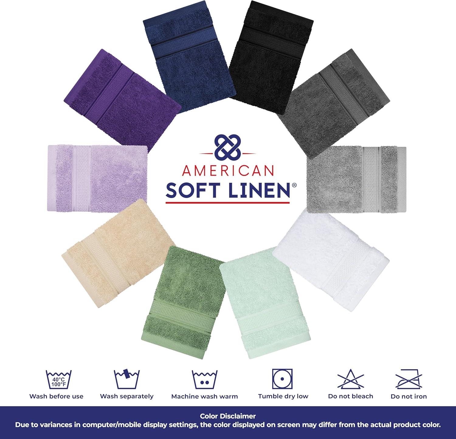 imageAmerican Soft Linen Salem Turkish Bath Towel Set 100 Cotton 600 GSM 6 Piece Towels for Bathroom 2 Bath Towels 2 Hand Towels 2 Washcloths WhiteDark Gray