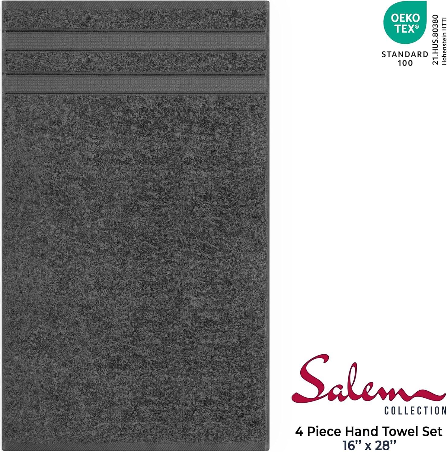 imageAmerican Soft Linen Salem Turkish Bath Towel Set 100 Cotton 600 GSM 6 Piece Towels for Bathroom 2 Bath Towels 2 Hand Towels 2 Washcloths WhiteDark Gray