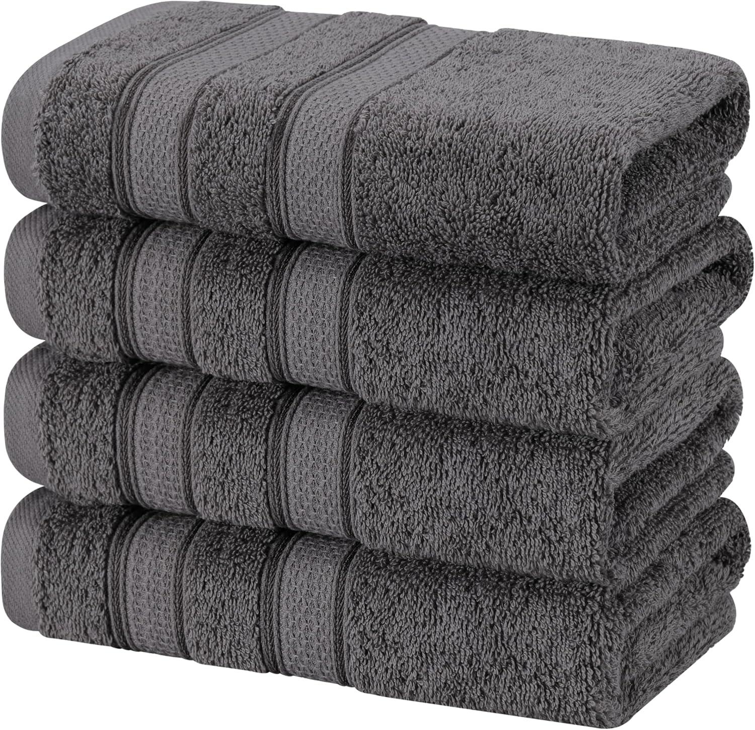 imageAmerican Soft Linen Salem Turkish Bath Towel Set 100 Cotton 600 GSM 6 Piece Towels for Bathroom 2 Bath Towels 2 Hand Towels 2 Washcloths WhiteDark Gray