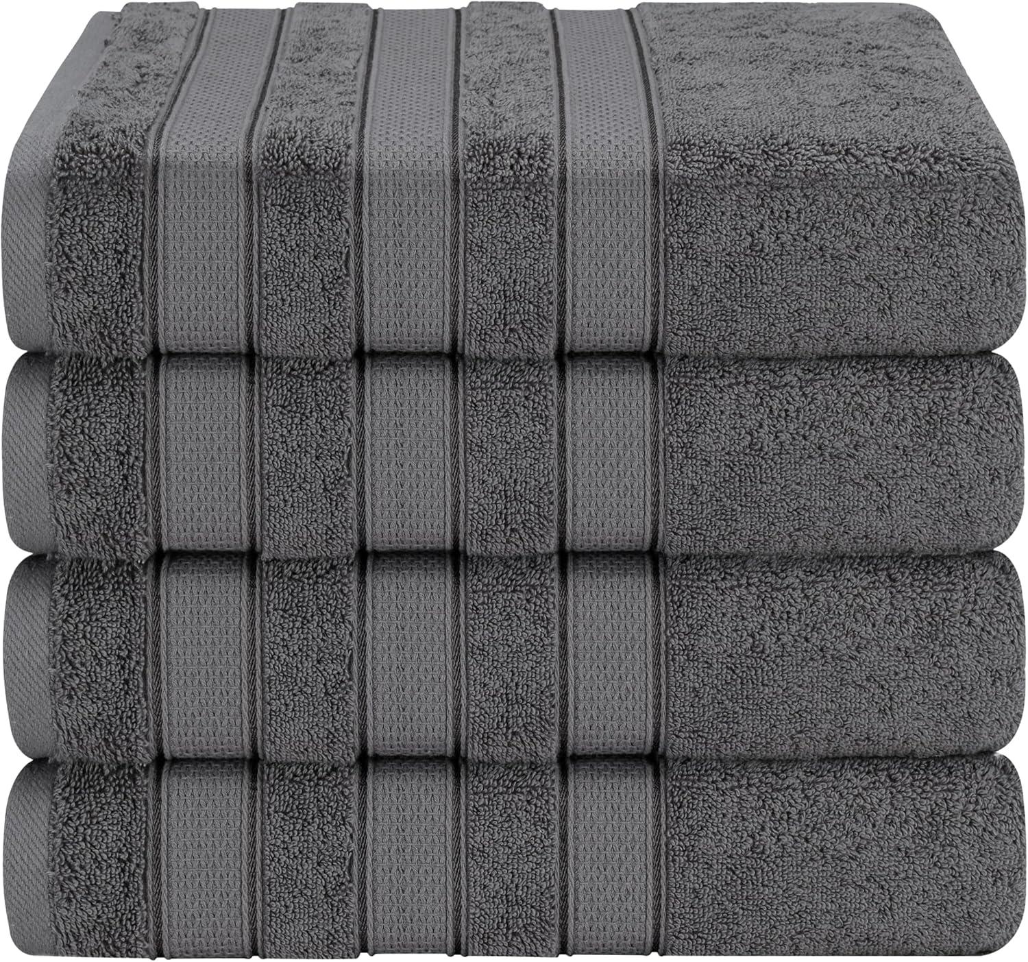 imageAmerican Soft Linen Salem Turkish Bath Towel Set 100 Cotton 600 GSM 6 Piece Towels for Bathroom 2 Bath Towels 2 Hand Towels 2 Washcloths WhiteDark Gray