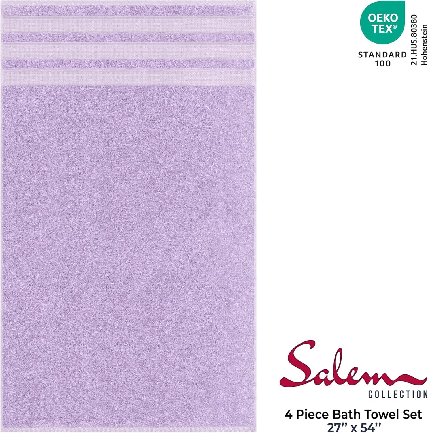 imageAmerican Soft Linen Salem Turkish Bath Towel Set 100 Cotton 600 GSM 6 Piece Towels for Bathroom 2 Bath Towels 2 Hand Towels 2 Washcloths WhiteLilac