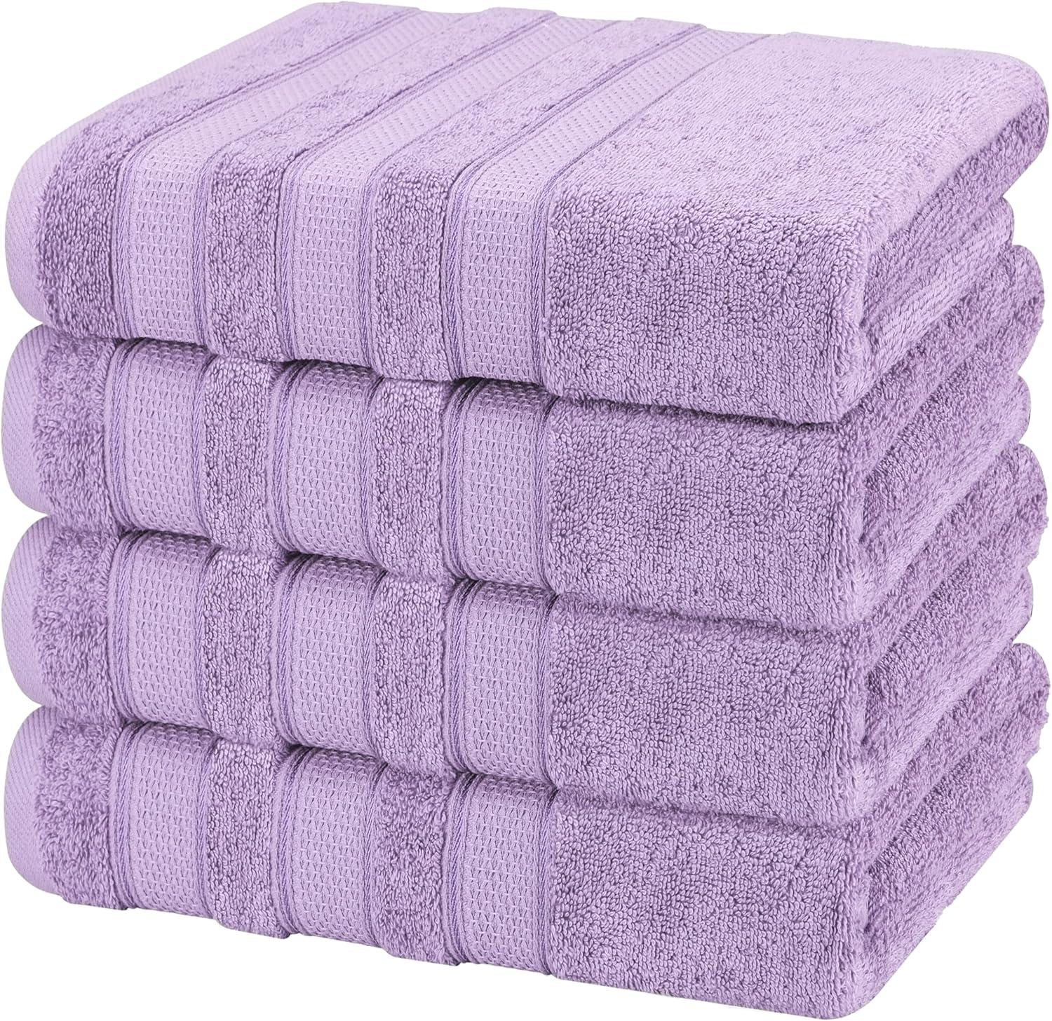 imageAmerican Soft Linen Salem Turkish Bath Towel Set 100 Cotton 600 GSM 6 Piece Towels for Bathroom 2 Bath Towels 2 Hand Towels 2 Washcloths WhiteLilac