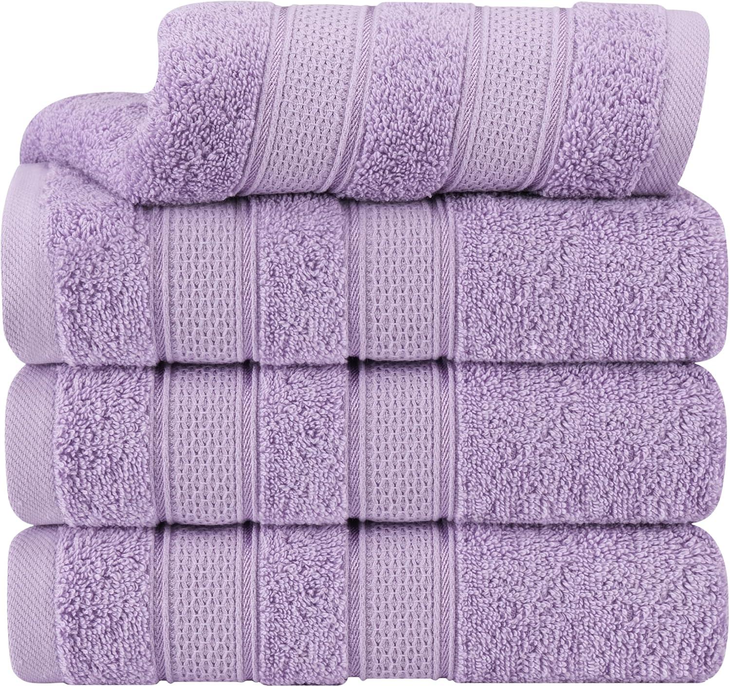 imageAmerican Soft Linen Salem Turkish Bath Towel Set 100 Cotton 600 GSM 6 Piece Towels for Bathroom 2 Bath Towels 2 Hand Towels 2 Washcloths WhiteLilac