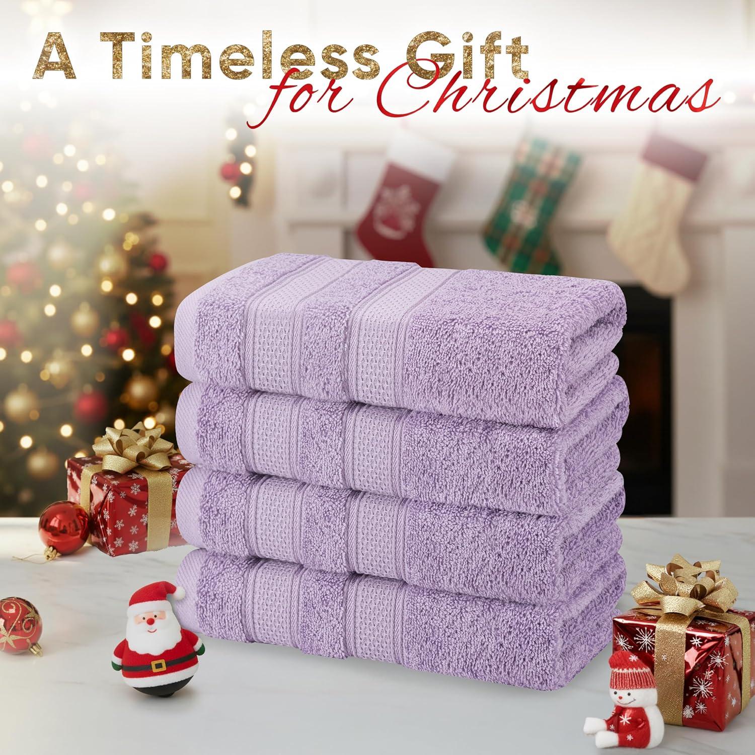 imageAmerican Soft Linen Salem Turkish Bath Towel Set 100 Cotton 600 GSM 6 Piece Towels for Bathroom 2 Bath Towels 2 Hand Towels 2 Washcloths WhiteLilac