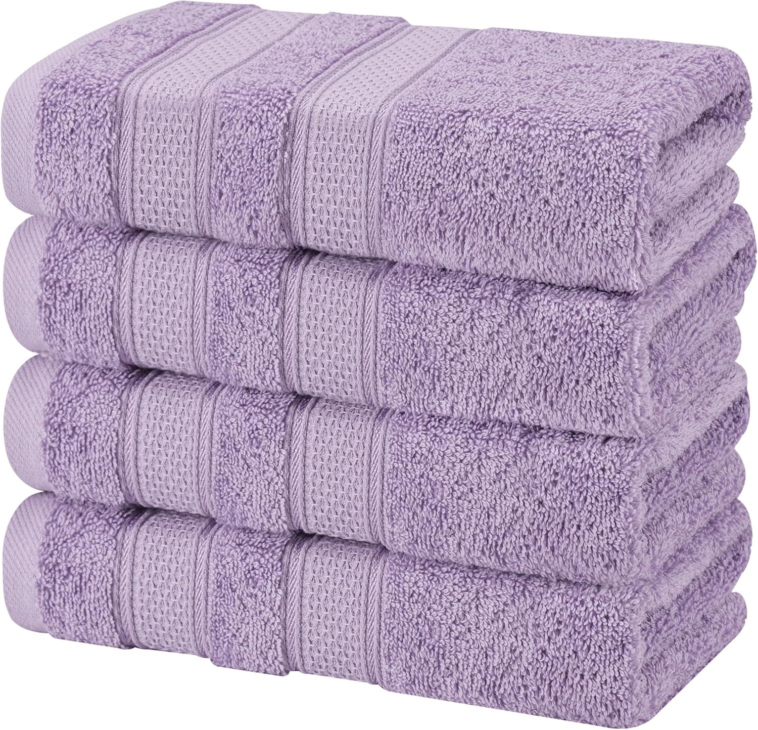 imageAmerican Soft Linen Salem Turkish Bath Towel Set 100 Cotton 600 GSM 6 Piece Towels for Bathroom 2 Bath Towels 2 Hand Towels 2 Washcloths WhiteLilac