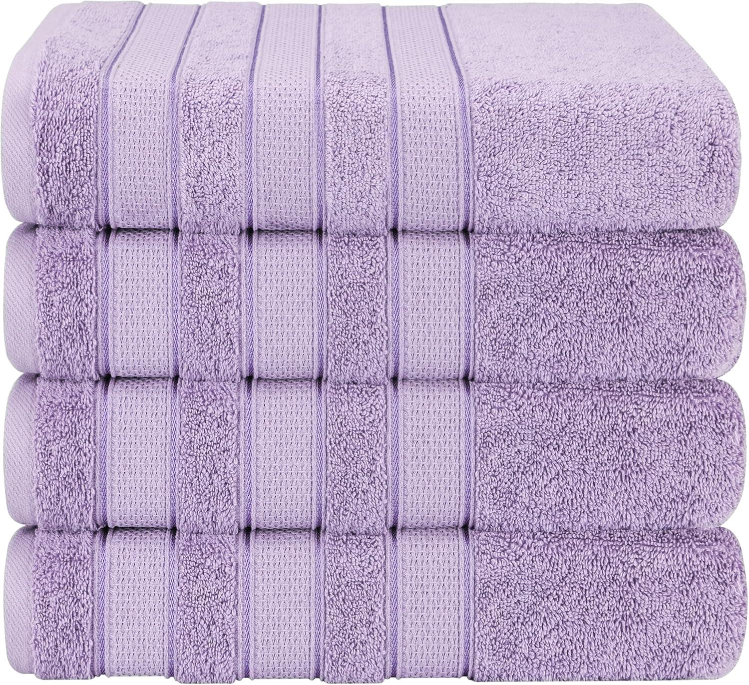 imageAmerican Soft Linen Salem Turkish Bath Towel Set 100 Cotton 600 GSM 6 Piece Towels for Bathroom 2 Bath Towels 2 Hand Towels 2 Washcloths WhiteLilac