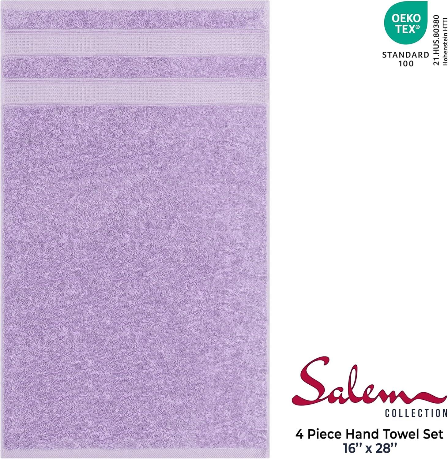 imageAmerican Soft Linen Salem Turkish Bath Towel Set 100 Cotton 600 GSM 6 Piece Towels for Bathroom 2 Bath Towels 2 Hand Towels 2 Washcloths WhiteLilac