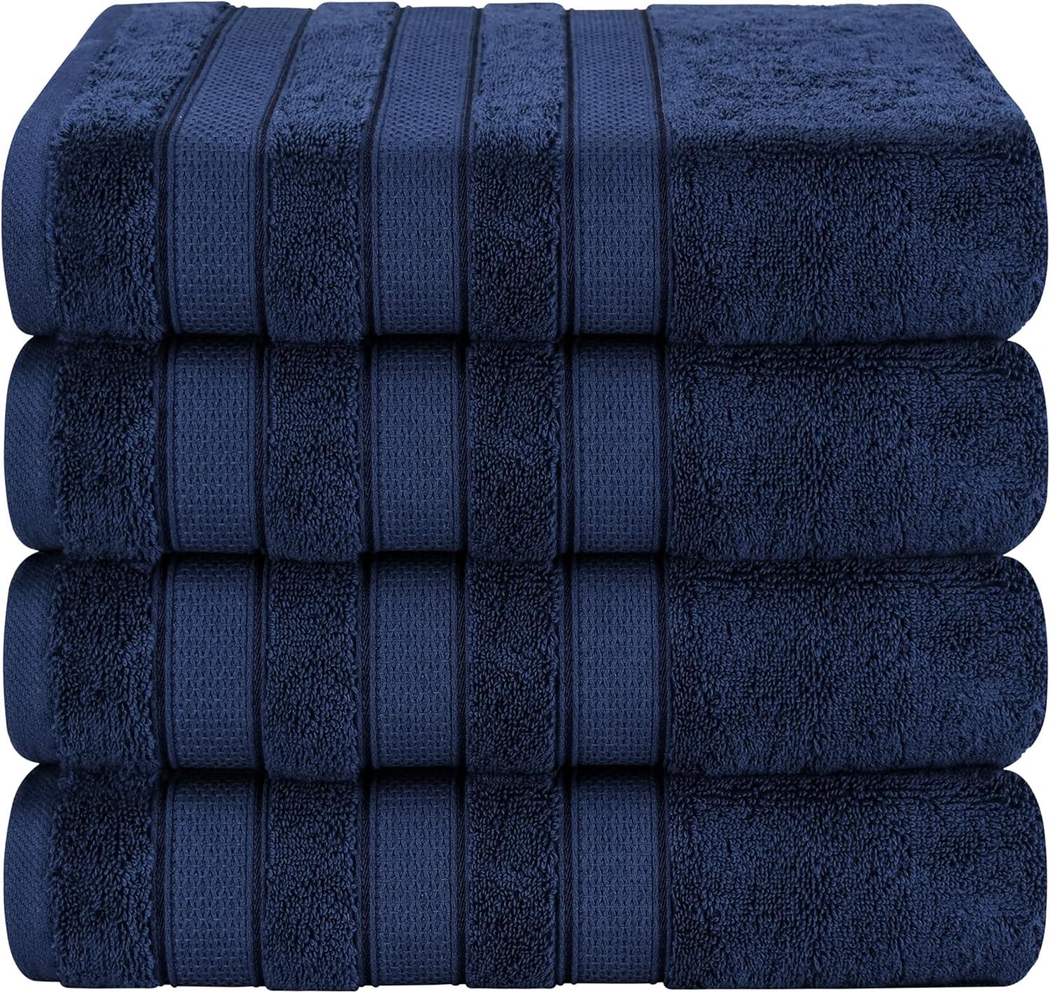 imageAmerican Soft Linen Salem Turkish Bath Towel Set 100 Cotton 600 GSM 6 Piece Towels for Bathroom 2 Bath Towels 2 Hand Towels 2 Washcloths WhiteNavy Blue