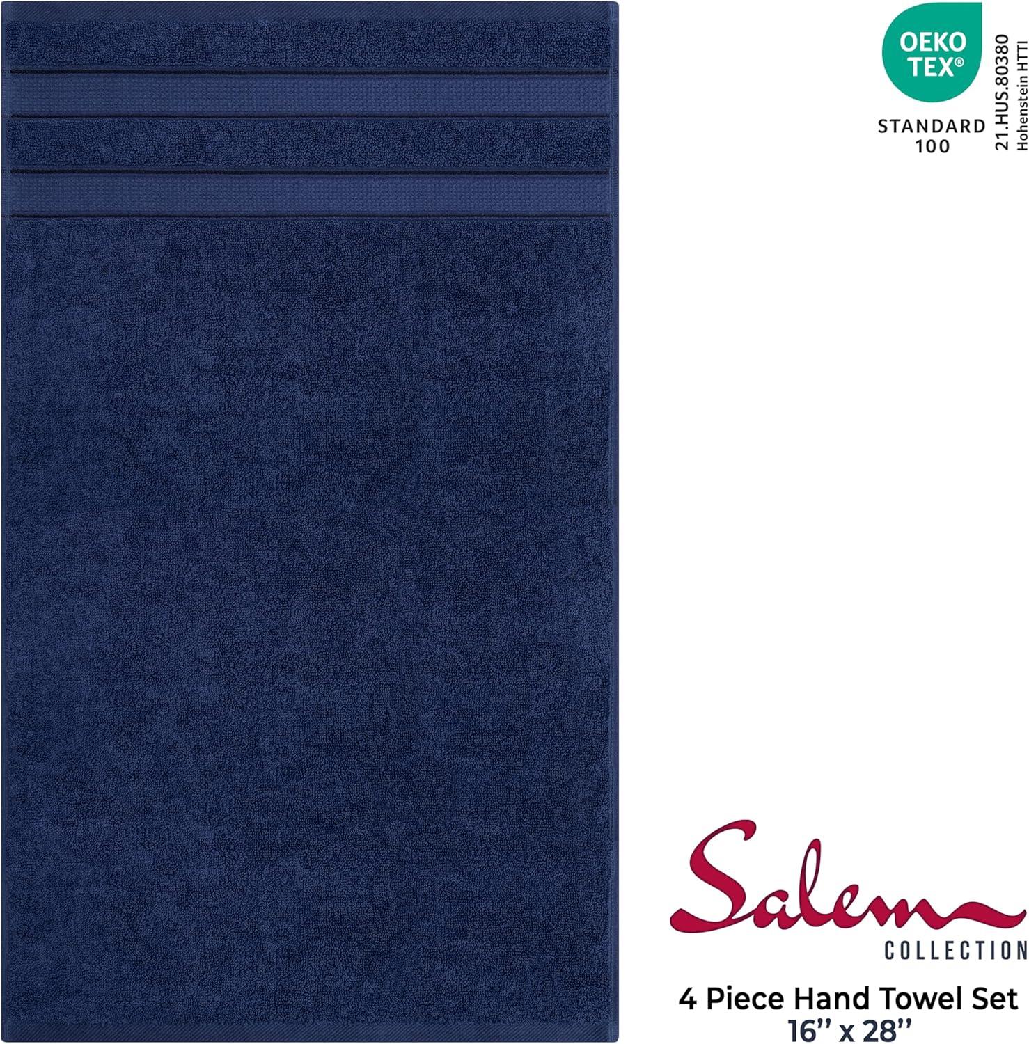 imageAmerican Soft Linen Salem Turkish Bath Towel Set 100 Cotton 600 GSM 6 Piece Towels for Bathroom 2 Bath Towels 2 Hand Towels 2 Washcloths WhiteNavy Blue