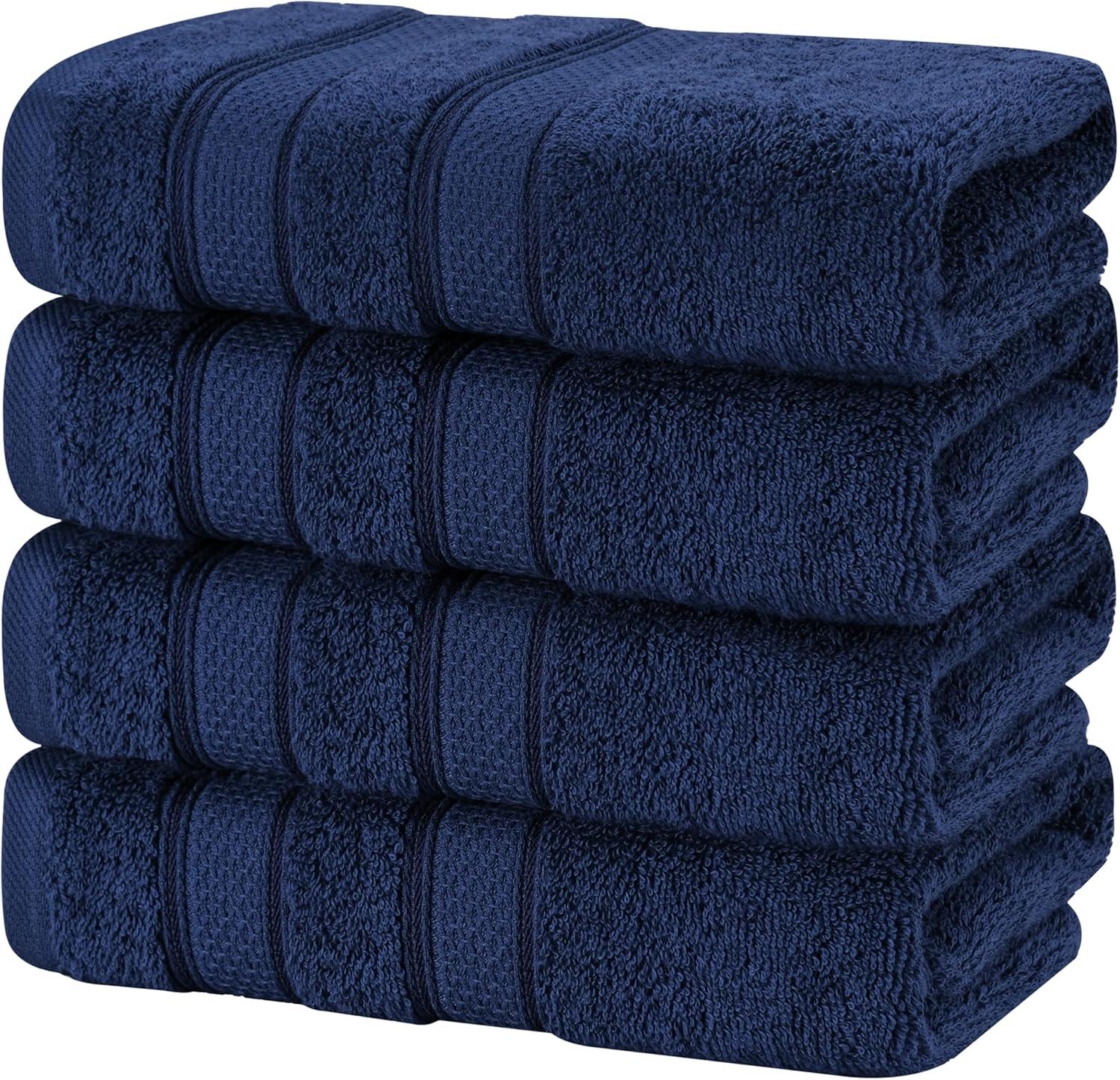 imageAmerican Soft Linen Salem Turkish Bath Towel Set 100 Cotton 600 GSM 6 Piece Towels for Bathroom 2 Bath Towels 2 Hand Towels 2 Washcloths WhiteNavy Blue