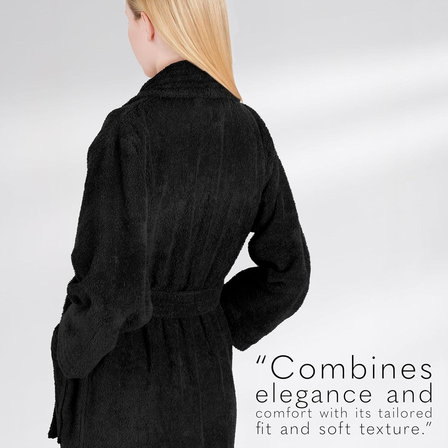 imageAmerican Soft Linen Womens 100 Cotton Terry Bathrobe Soft Absorbent Quick Dry Turkish Robes for Women Quality HousecoatBlack