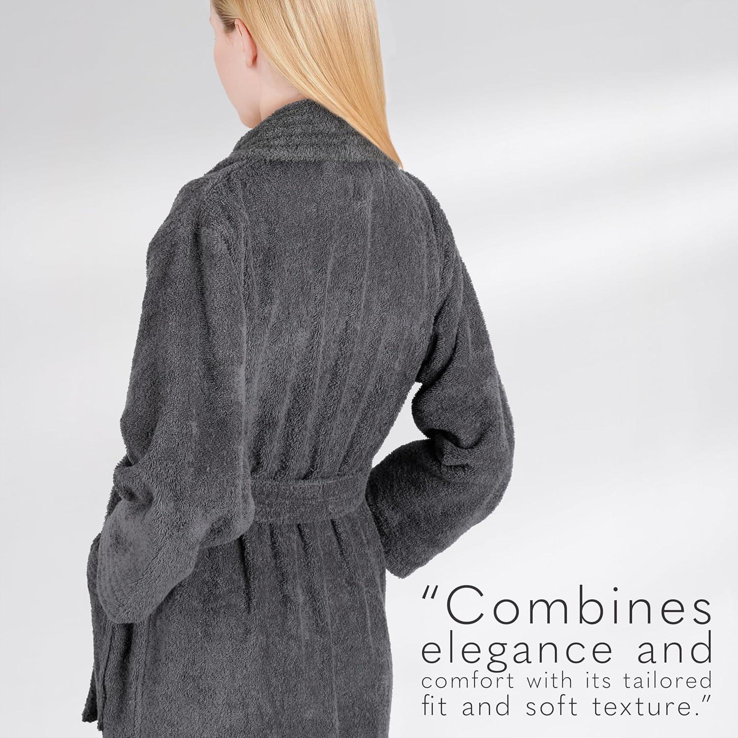 imageAmerican Soft Linen Womens 100 Cotton Terry Bathrobe Soft Absorbent Quick Dry Turkish Robes for Women Quality HousecoatDark Gray
