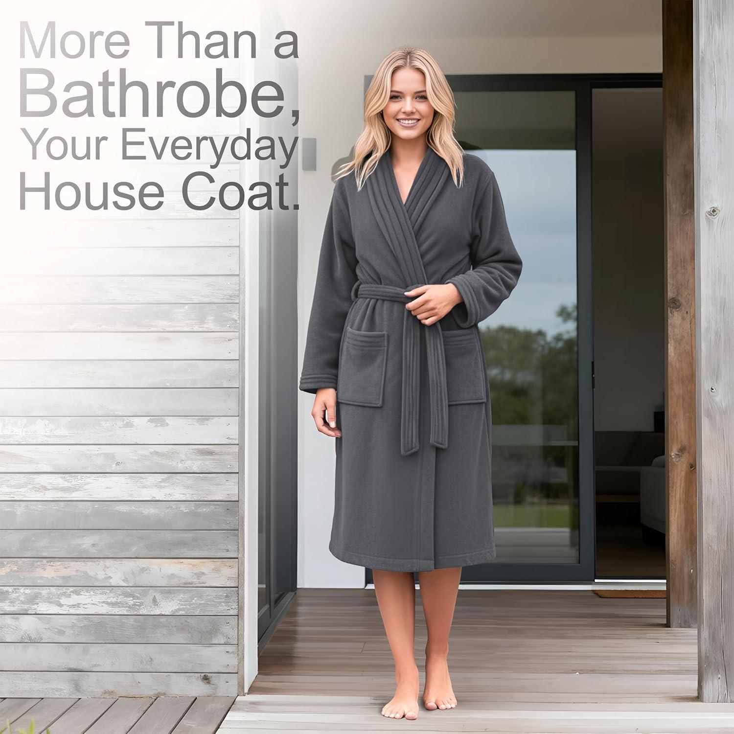 imageAmerican Soft Linen Womens Fleece Bathrobe Luxury Soft Plush Robe for Women Cozy Spa Quality Adult Bathroom Lounge RobeDark Gray