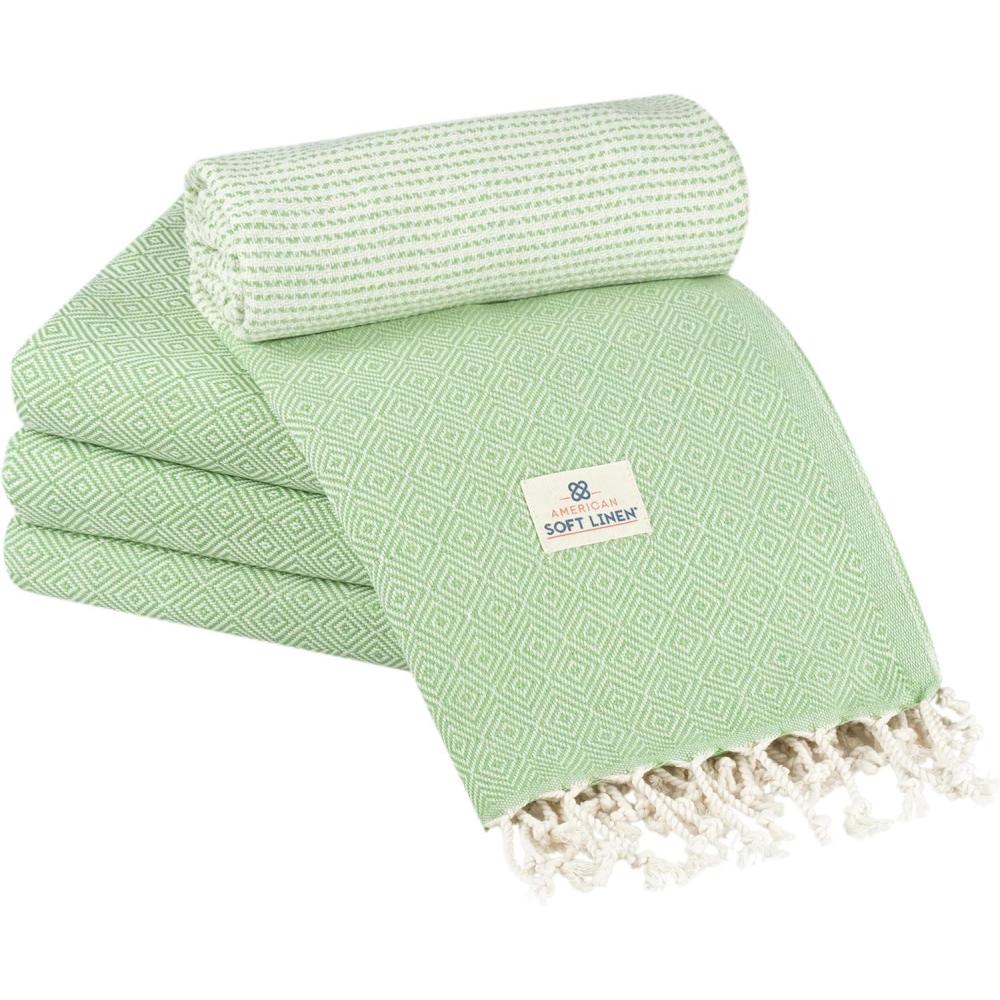 imageAmerican Soft Linen 100 Cotton Turkish Peshtemal Beach Towels 35quotx60quot Size 4 Pack Swim Towels for Beach and Pool Towels BrownGreen