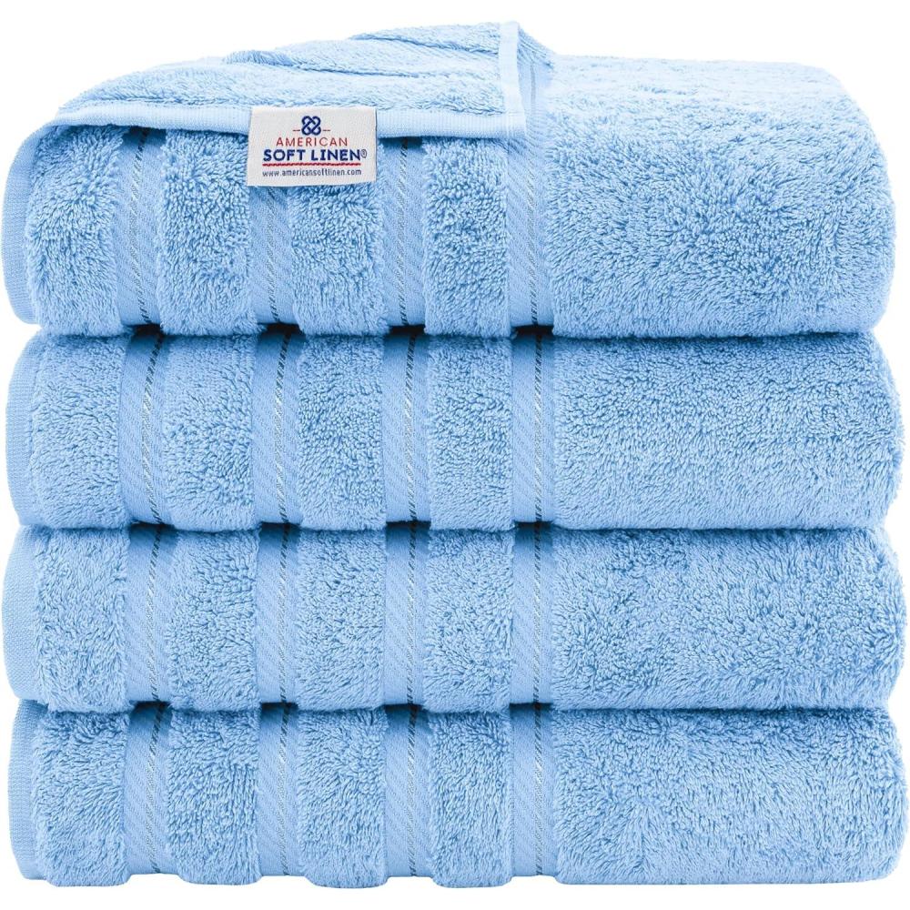imageAmerican Soft Linen 21x32 Fluffy Foamed Slip Reducer Bath Rug Machine Washable Area Bath Mat Rugs for Bathroom Navy BlueSky Blue
