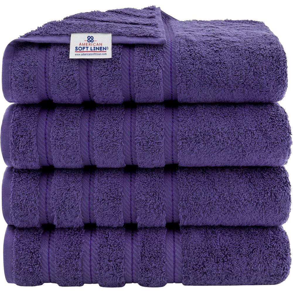 imageAmerican Soft Linen 21x32 Fluffy Foamed Slip Reducer Bath Rug Machine Washable Area Bath Mat Rugs for Bathroom Navy BlueViolet Purple
