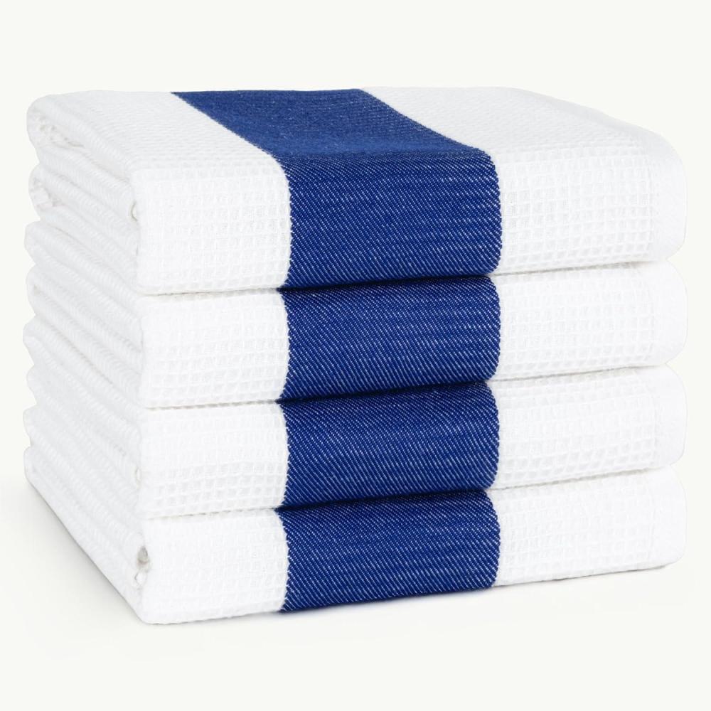 imageAmerican Soft Linen Dish Towels 100 Cotton Dish Cloths for Kitchen 4 Packed Soft Absorbent Quick Dry Kitchen Towels RedNavy Blue
